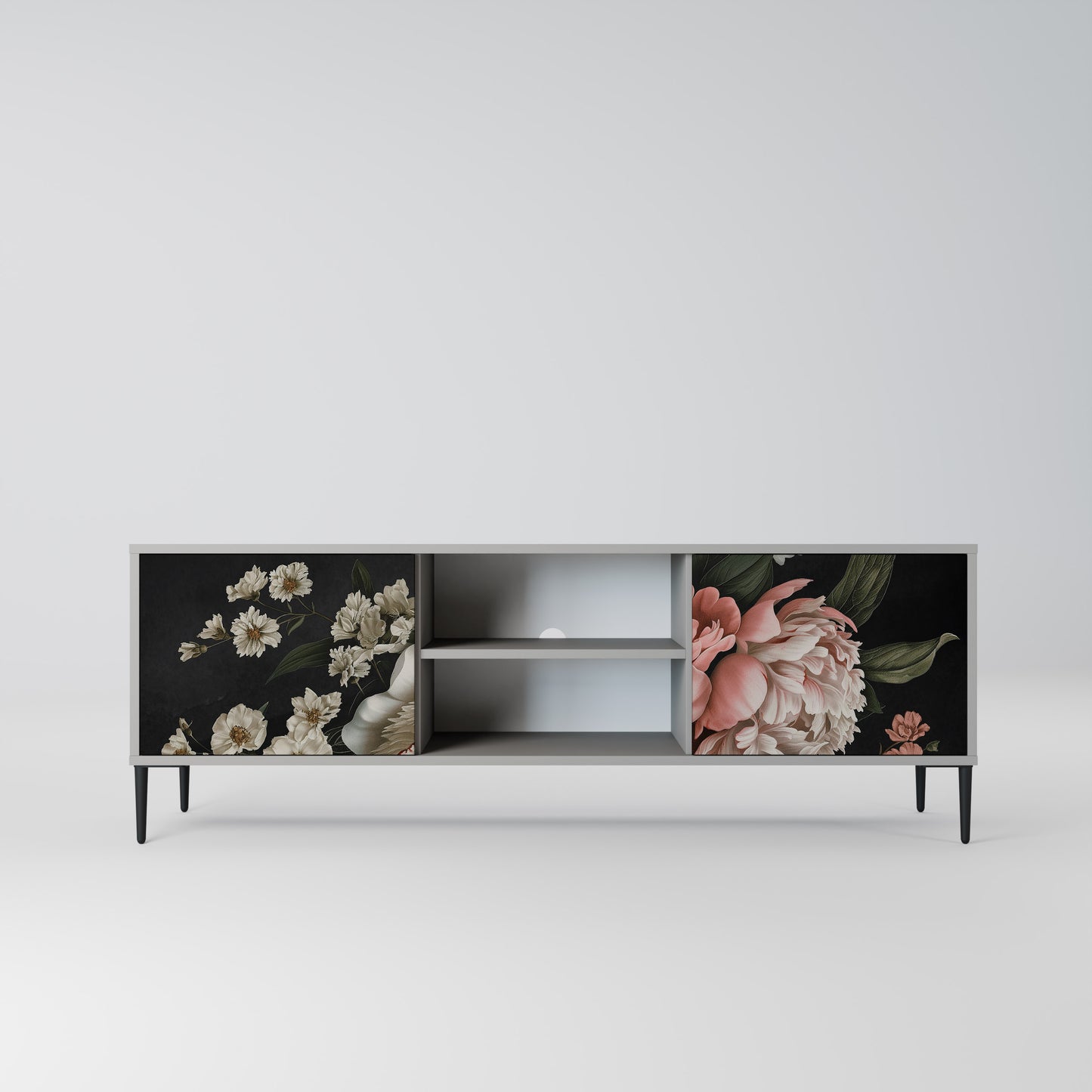 LUSH ELEGANCE 2-dörrars TV-bänk i grå finish