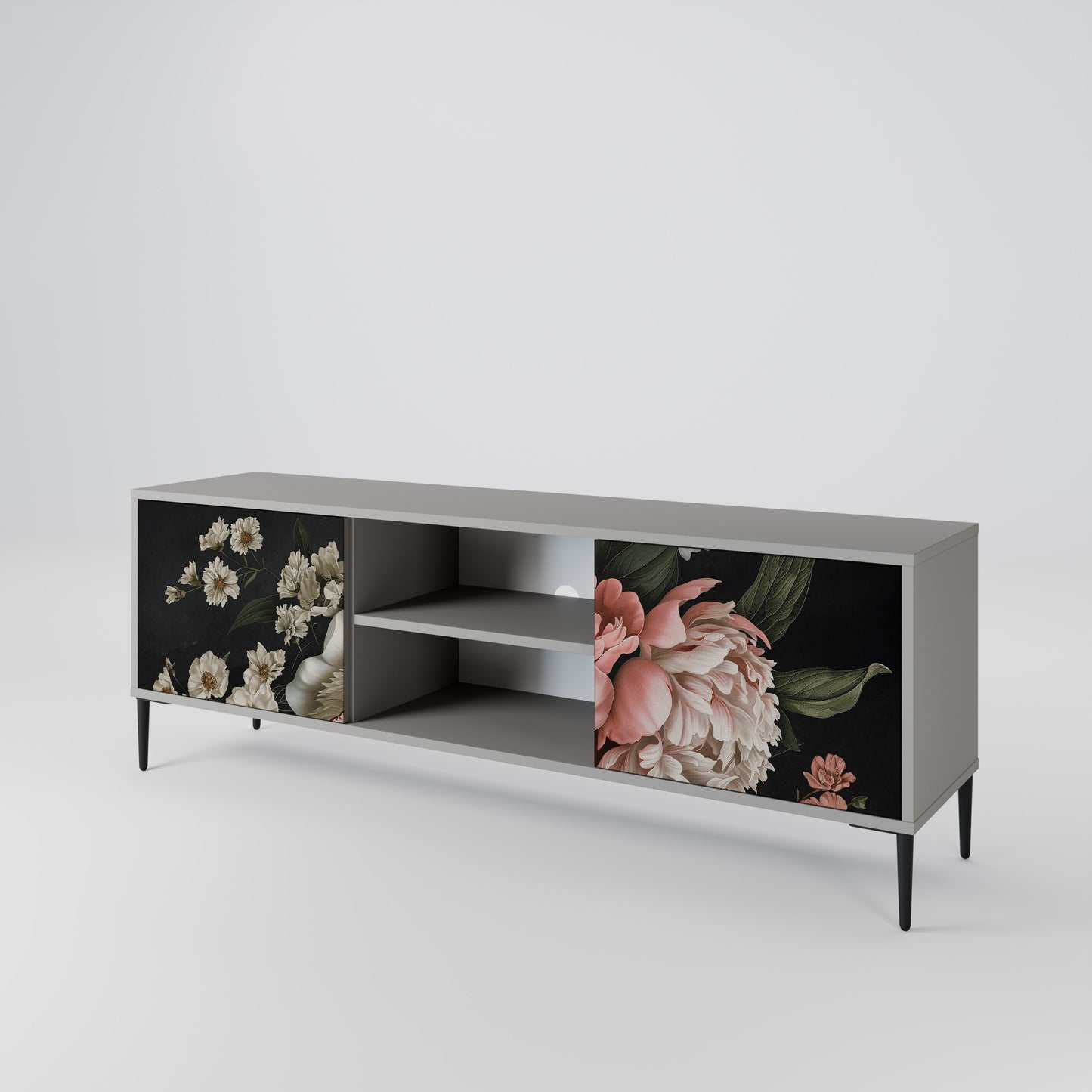 LUSH ELEGANCE 2-dörrars TV-bänk i grå finish