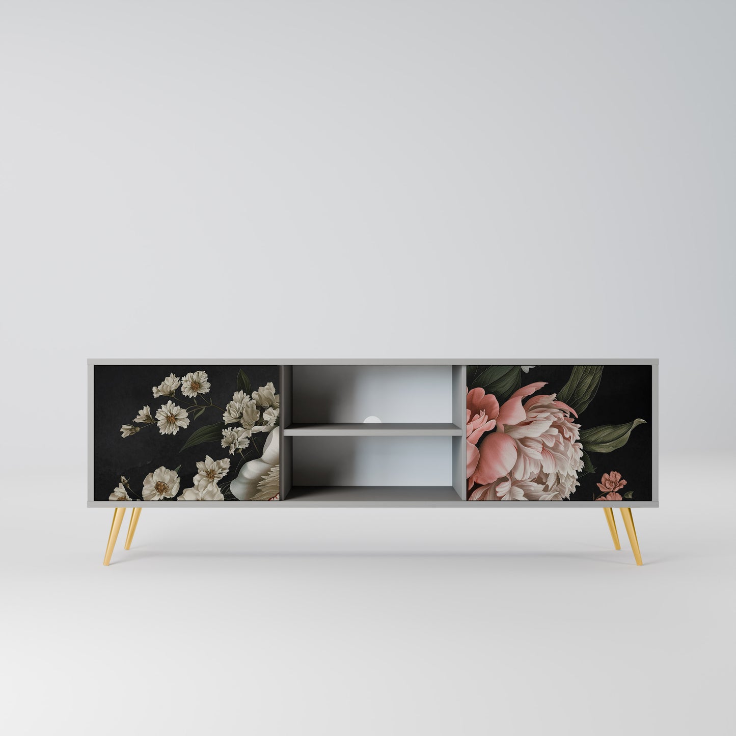 LUSH ELEGANCE 2-dörrars TV-bänk i grå finish