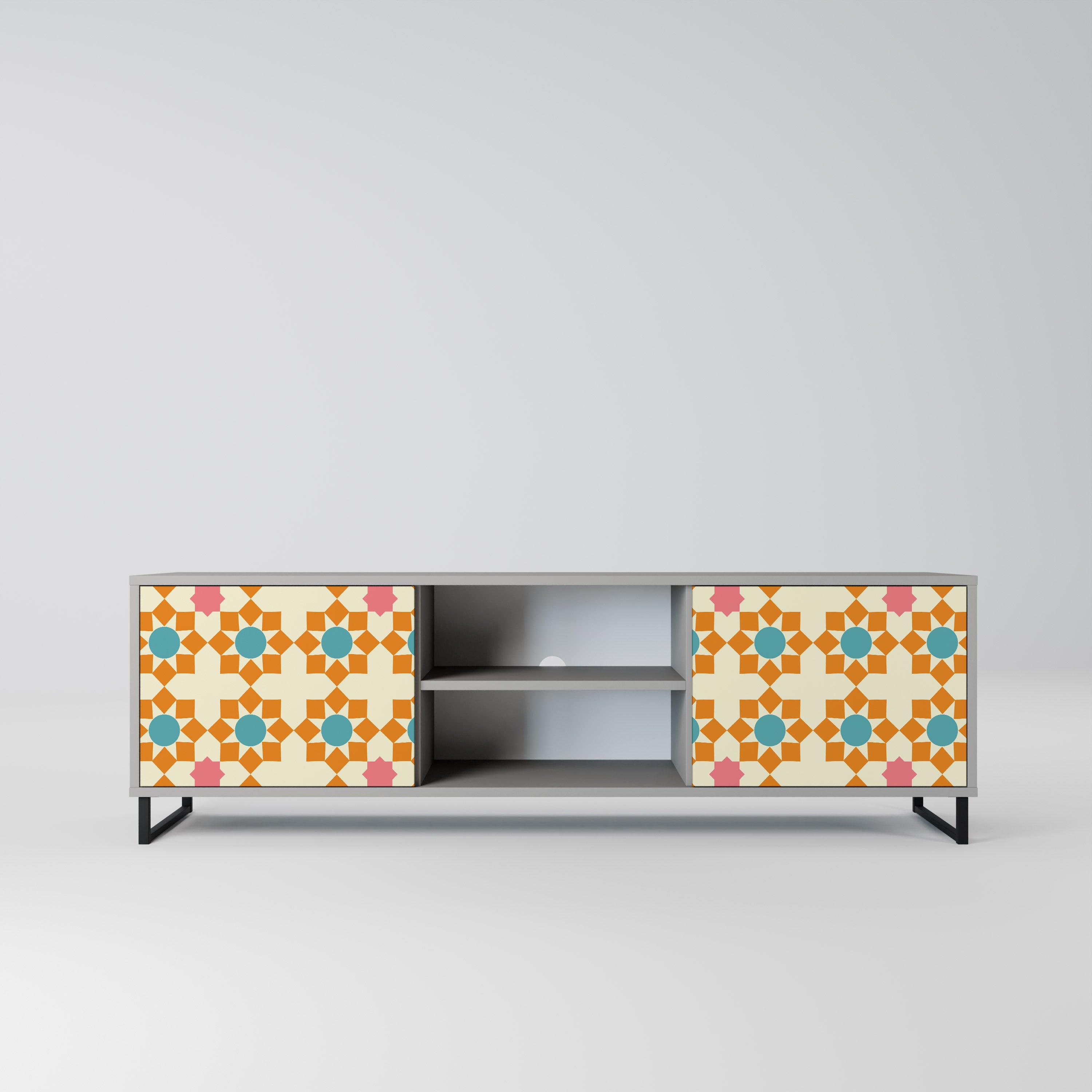 BLOMMAD DECOR 2-dörrars TV-bänk i grå finish