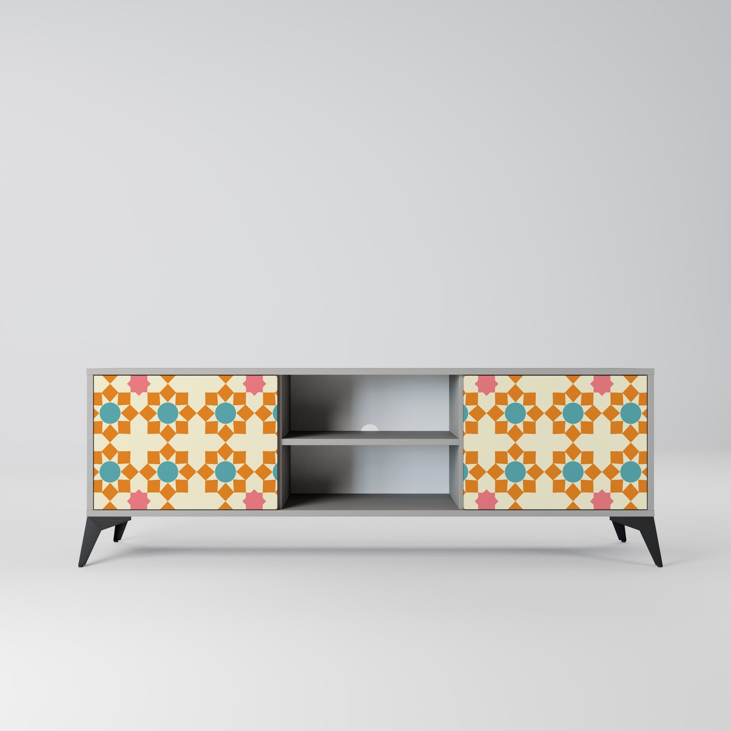 BLOMMAD DECOR 2-dörrars TV-bänk i grå finish