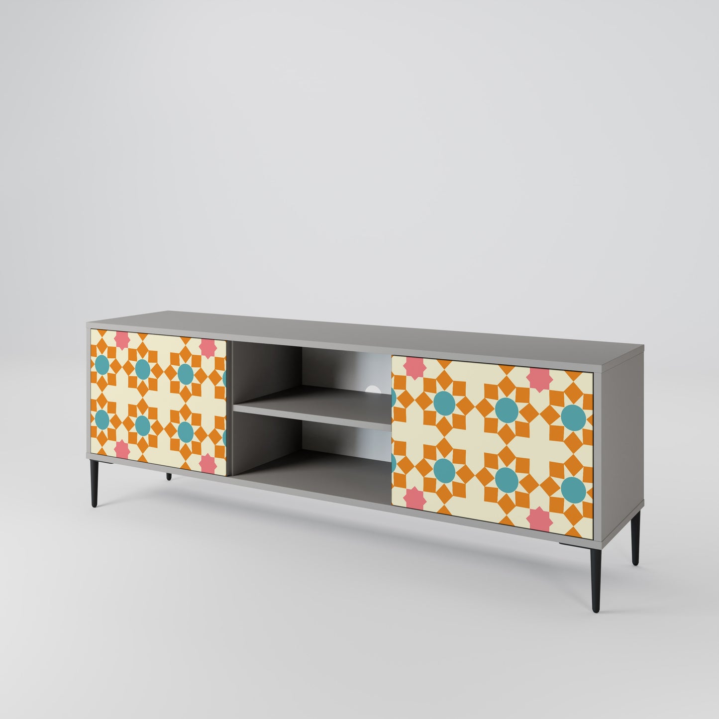 BLOMMAD DECOR 2-dörrars TV-bänk i grå finish