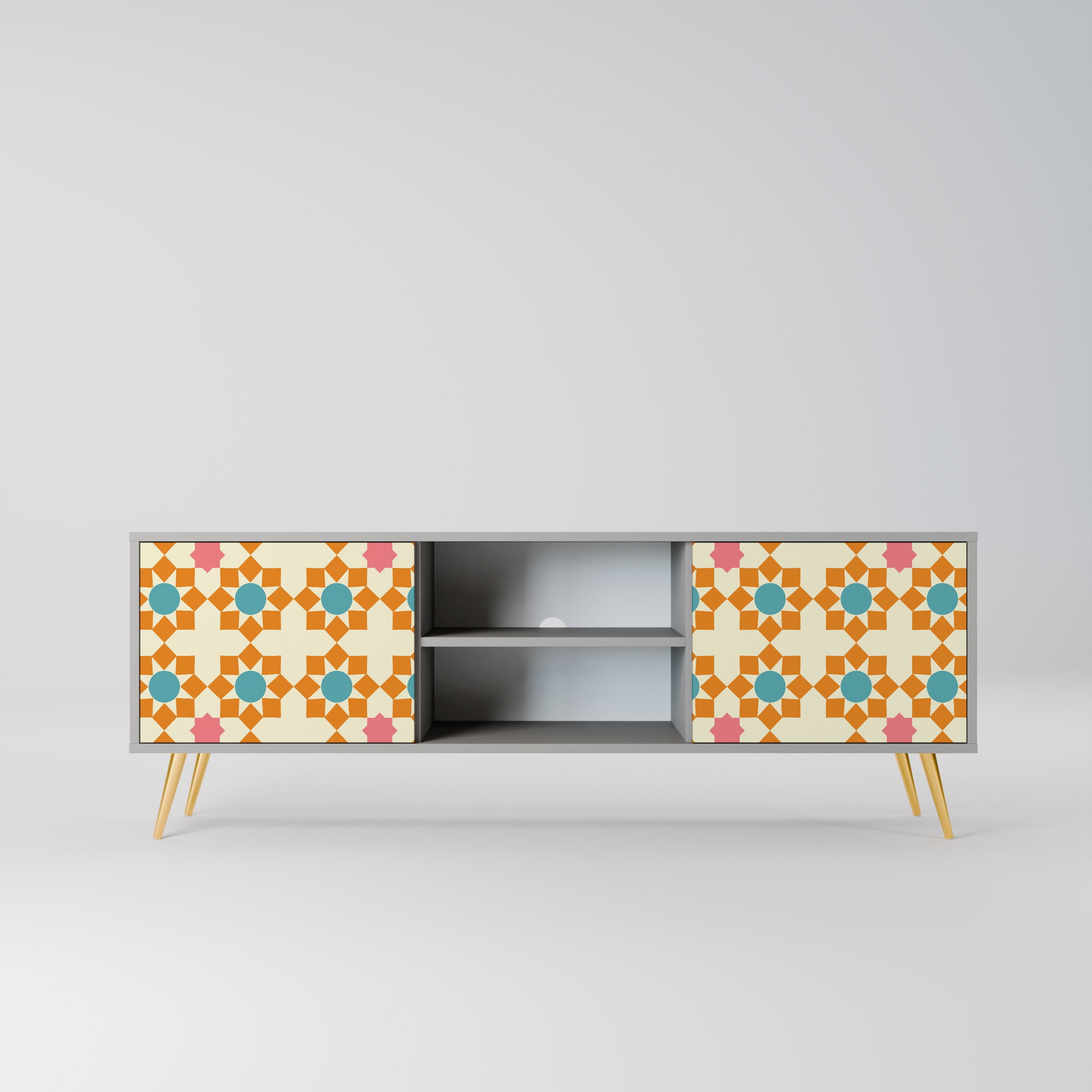 BLOMMAD DECOR 2-dörrars TV-bänk i grå finish