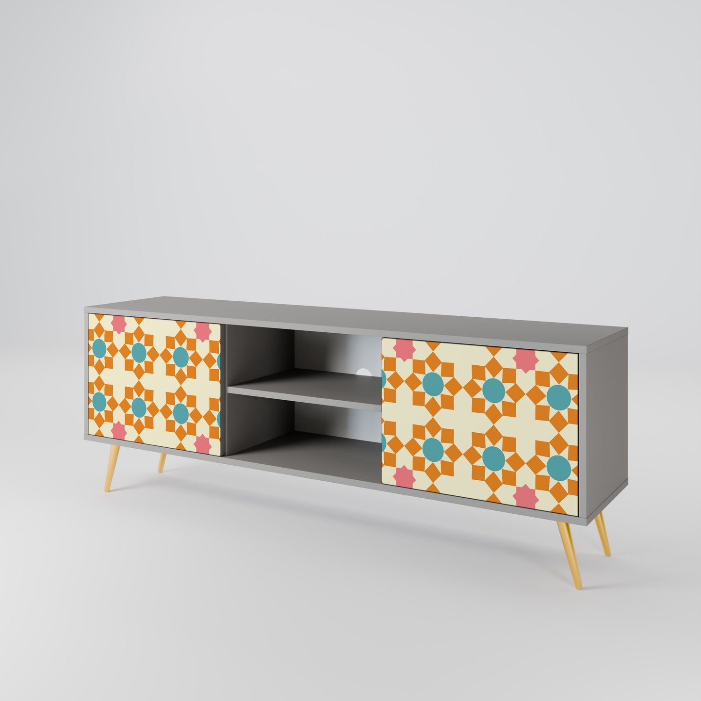 BLOMMAD DECOR 2-dörrars TV-bänk i grå finish
