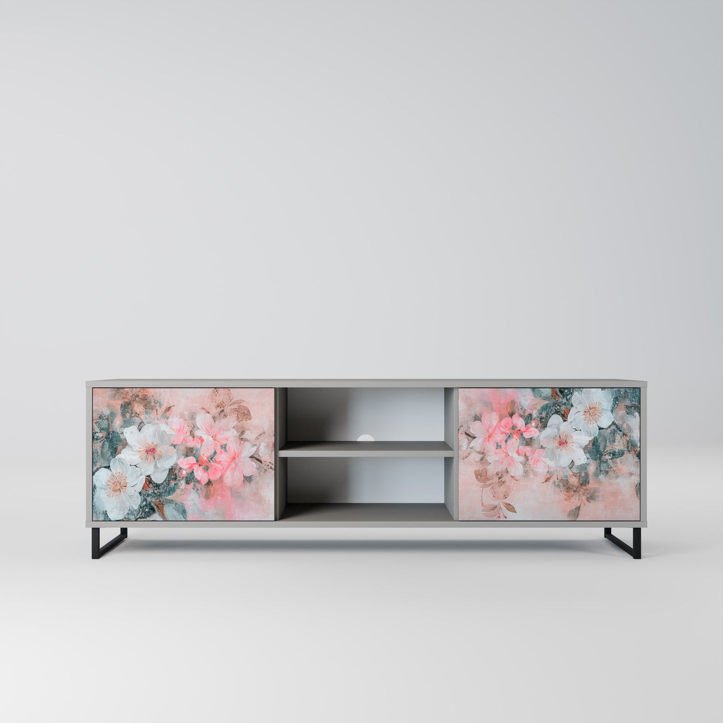 CHERRY BLOSSOM 2-dörrars TV-bänk i grå finish
