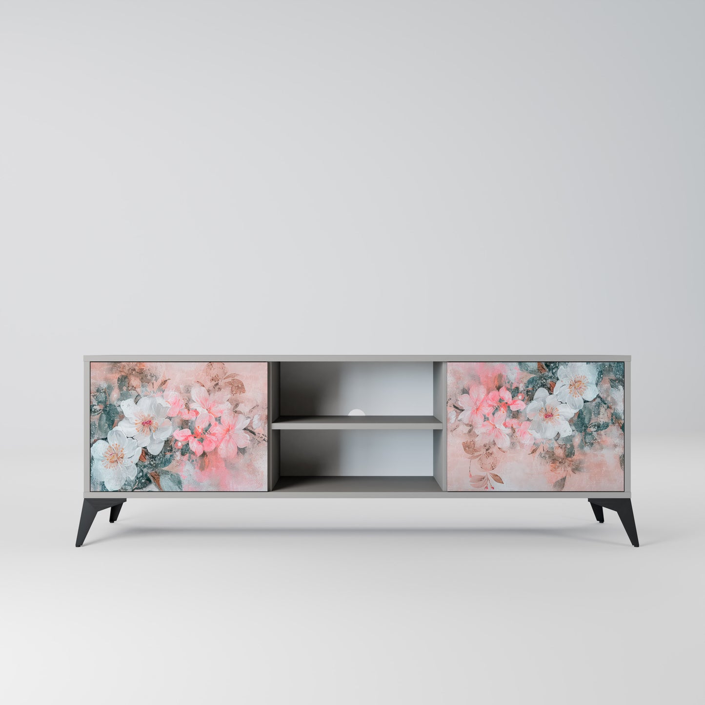 CHERRY BLOSSOM 2-dörrars TV-bänk i grå finish