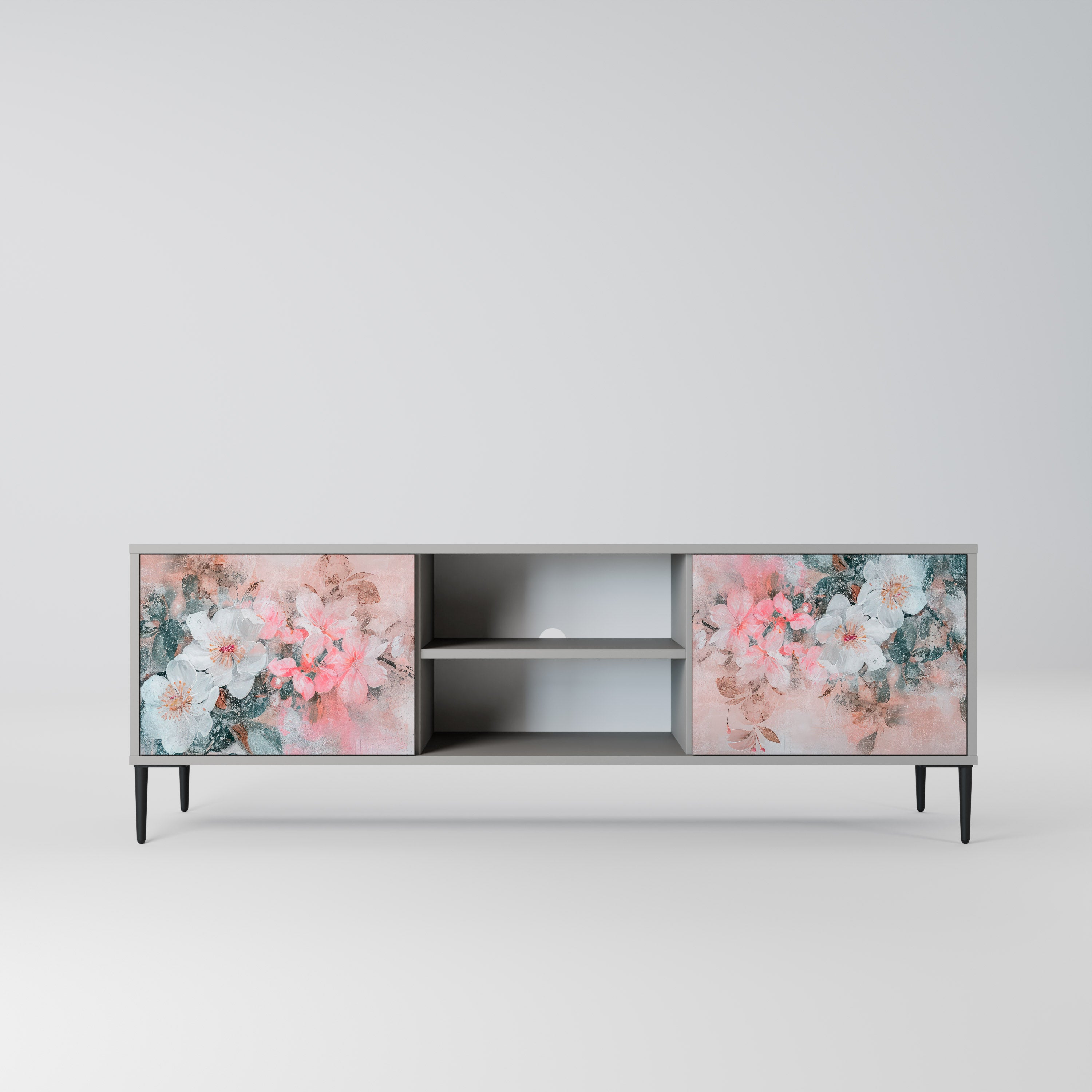 CHERRY BLOSSOM 2-dörrars TV-bänk i grå finish
