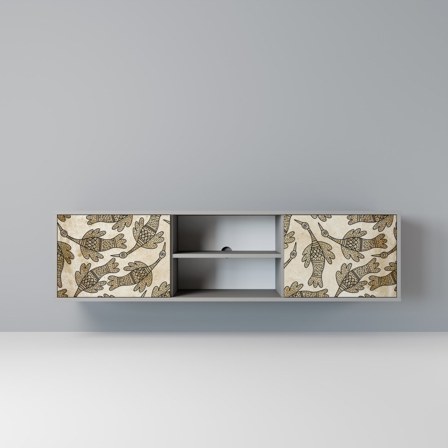 ALMONDINE SONGBIRD 2-Door TV Stand in Grey Finish