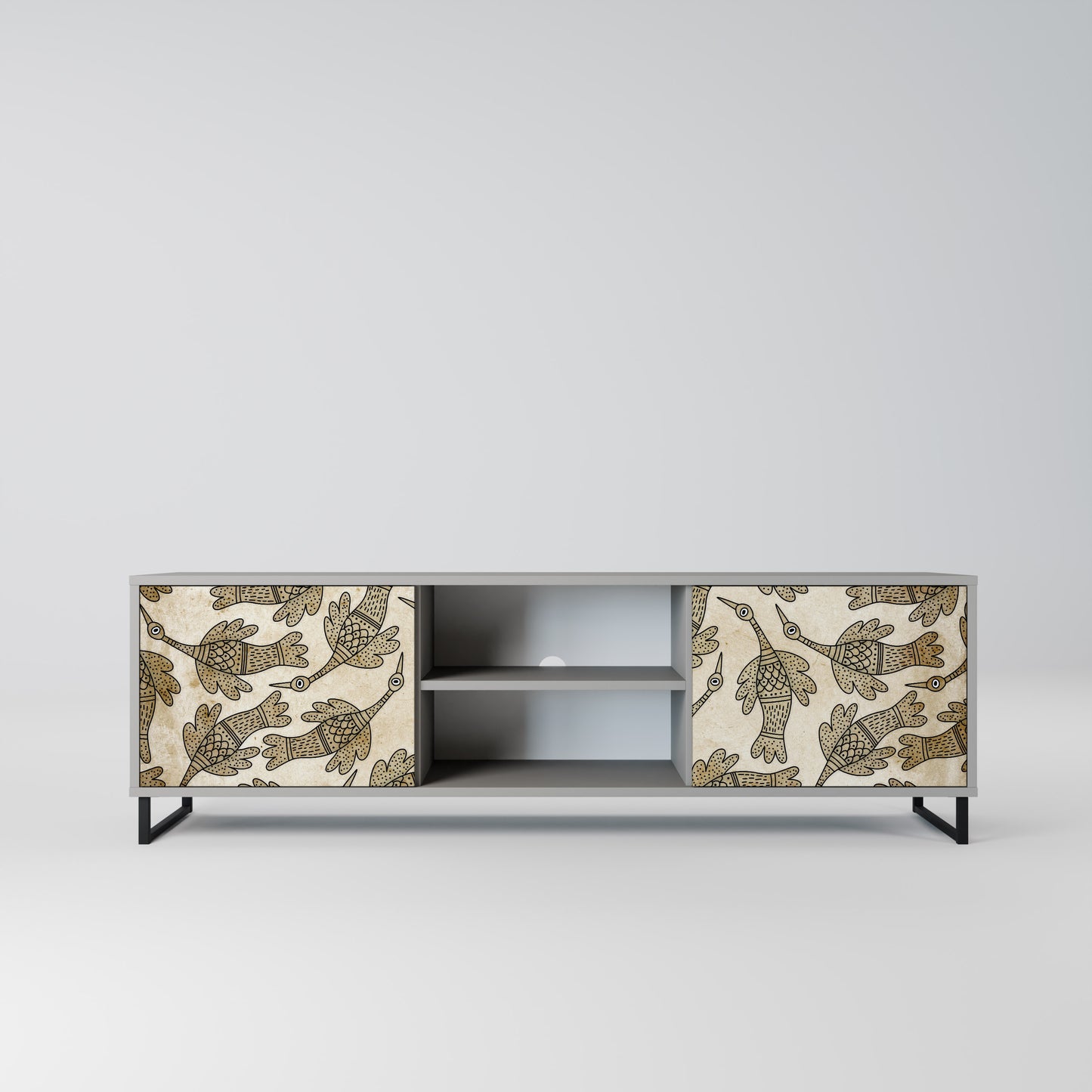 ALMONDINE SONGBIRD 2-Door TV Stand in Grey Finish
