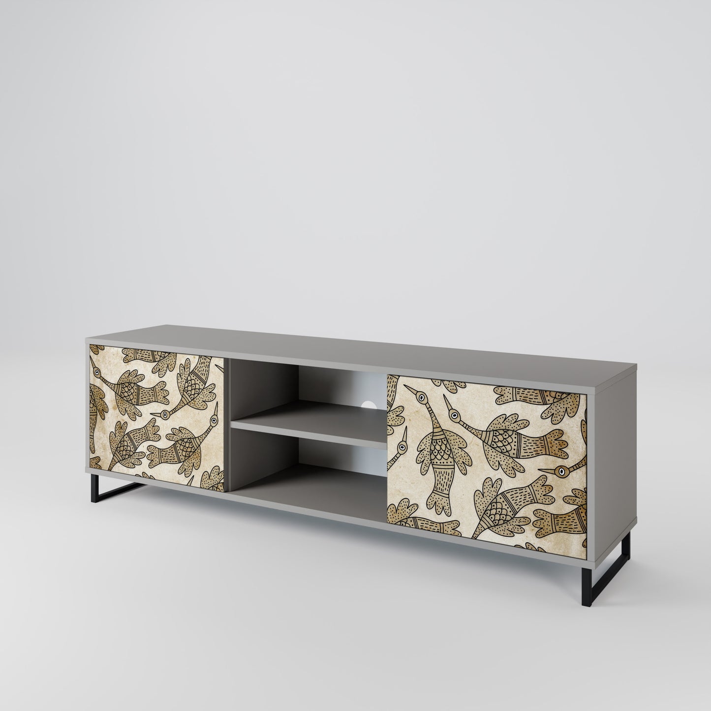 ALMONDINE SONGBIRD 2-Door TV Stand in Grey Finish