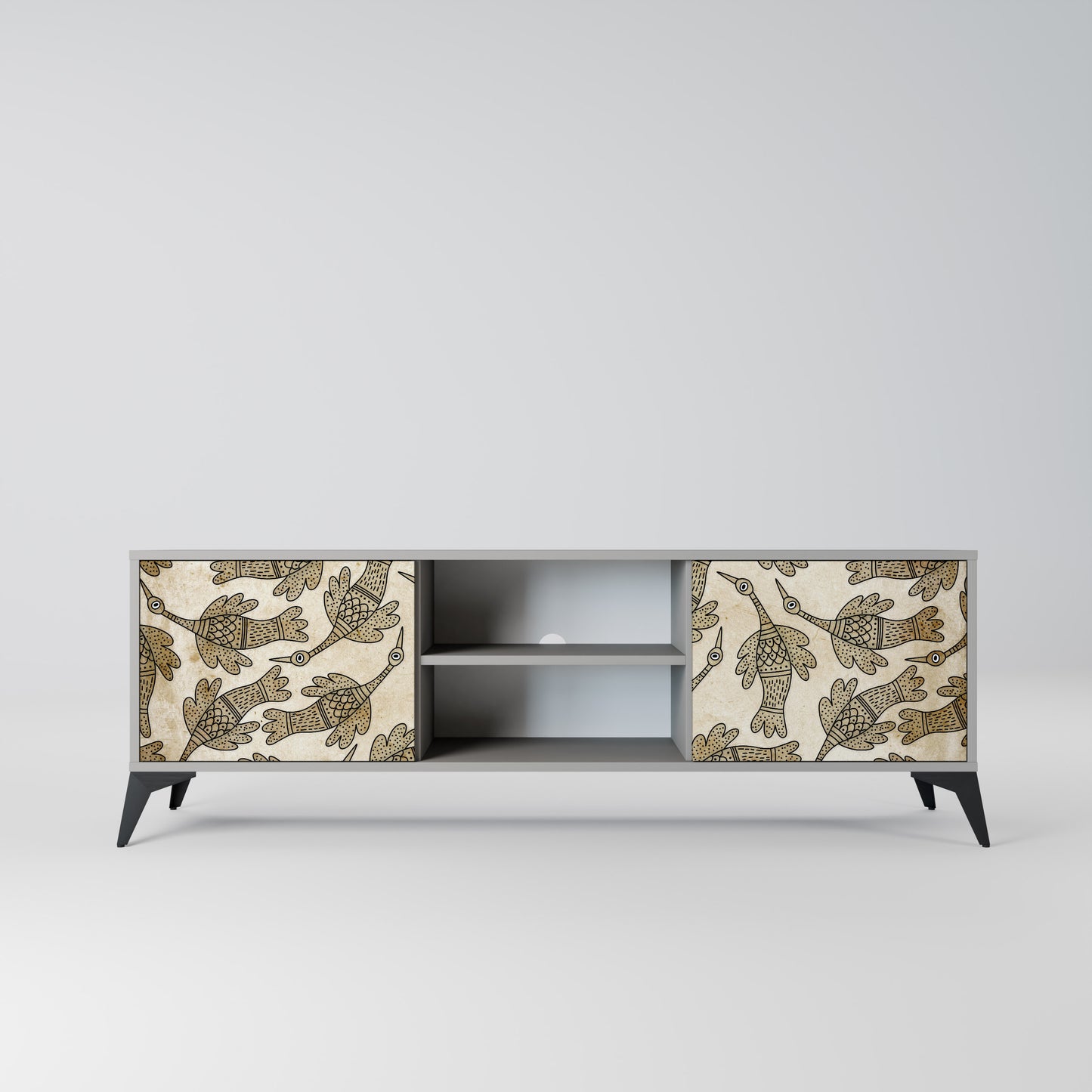 ALMONDINE SONGBIRD 2-Door TV Stand in Grey Finish