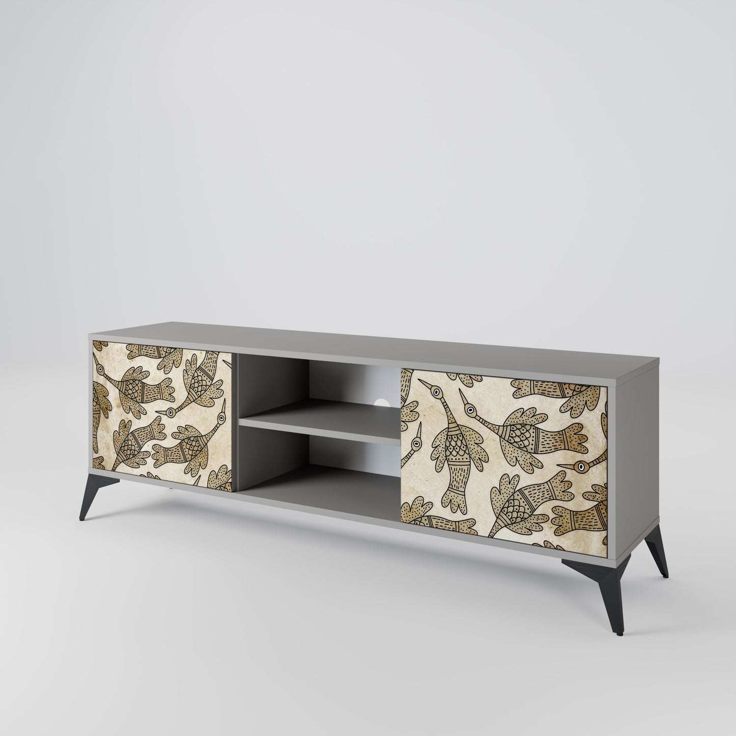 ALMONDINE SONGBIRD 2-Door TV Stand in Grey Finish