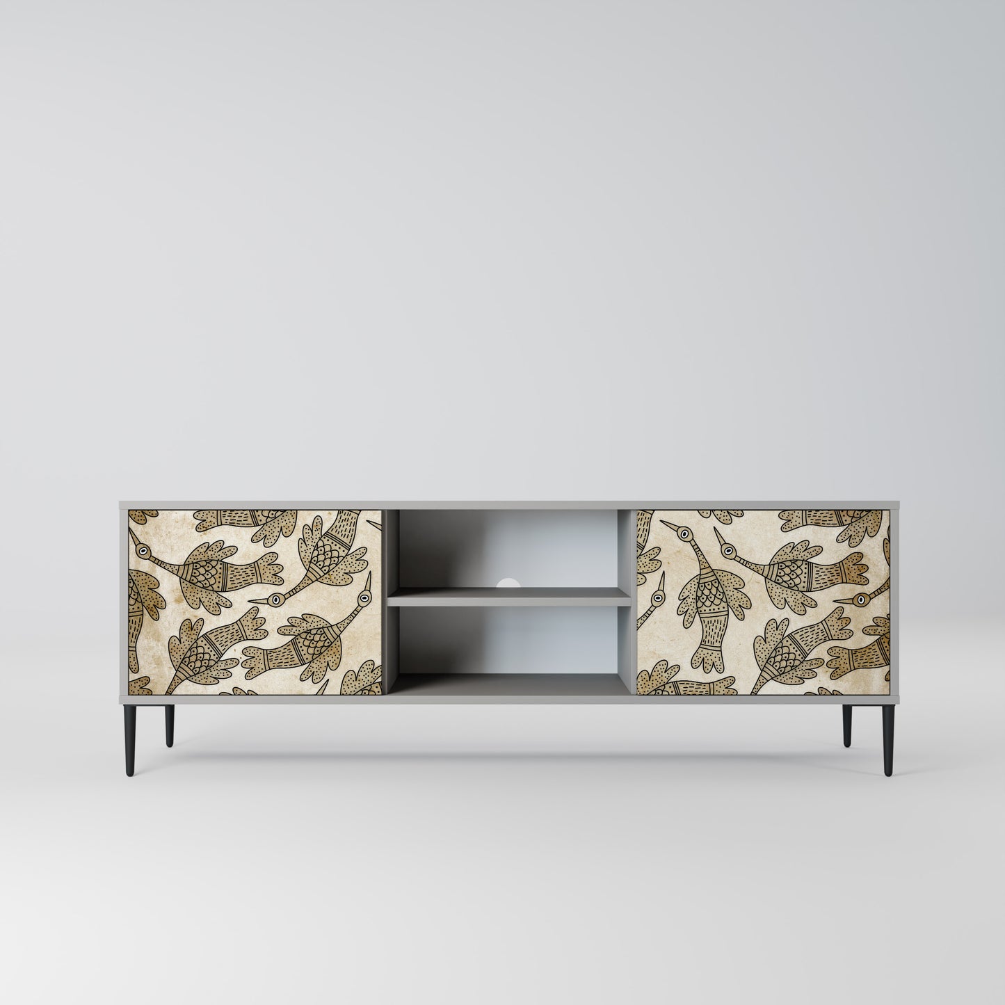 ALMONDINE SONGBIRD 2-Door TV Stand in Grey Finish