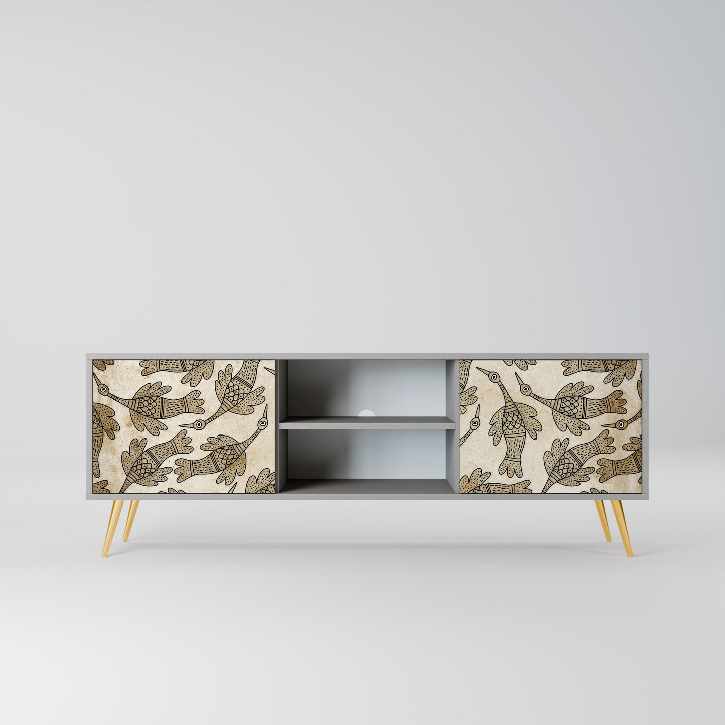 ALMONDINE SONGBIRD 2-Door TV Stand in Grey Finish