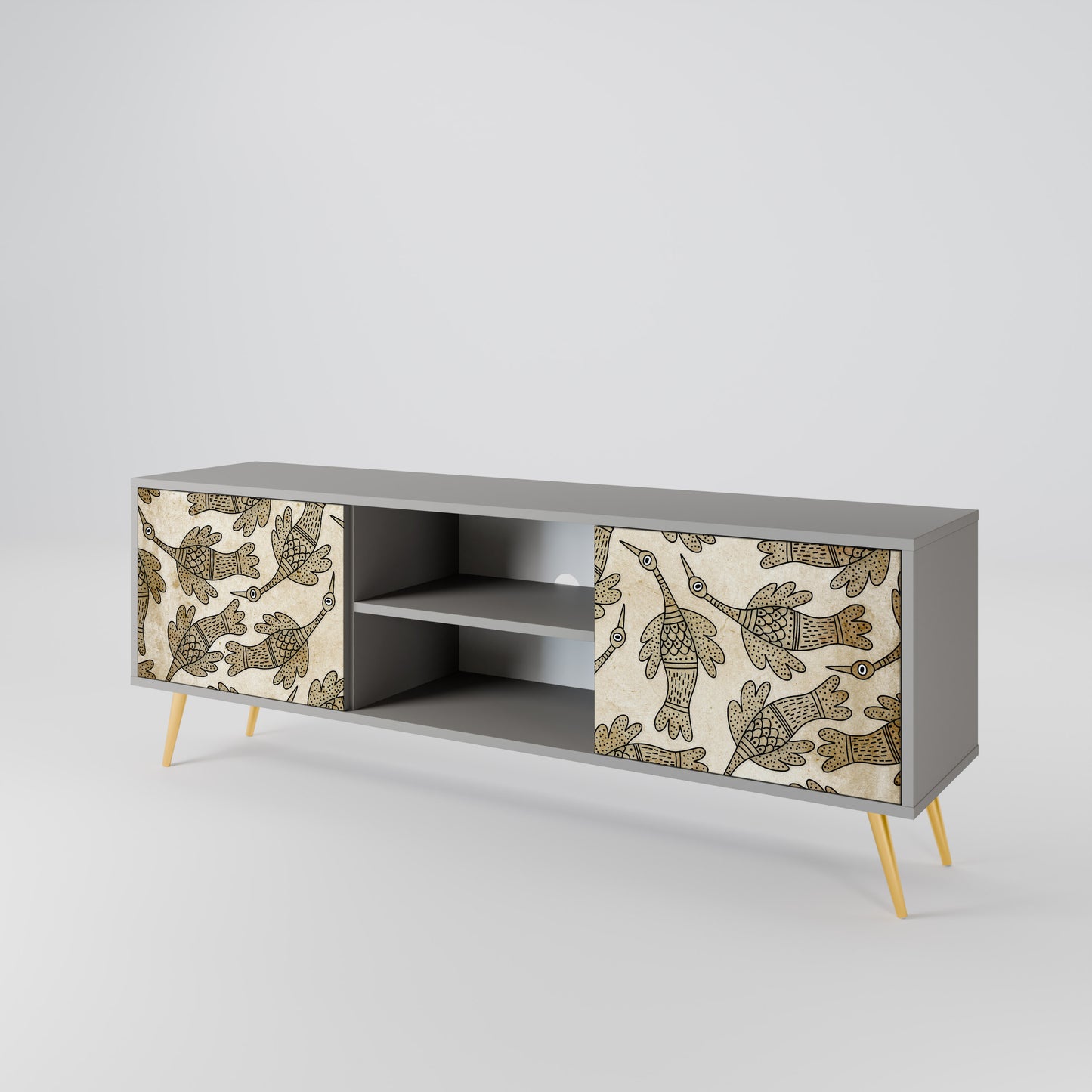 ALMONDINE SONGBIRD 2-Door TV Stand in Grey Finish