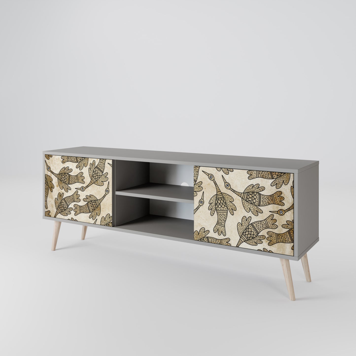 ALMONDINE SONGBIRD 2-Door TV Stand in Grey Finish