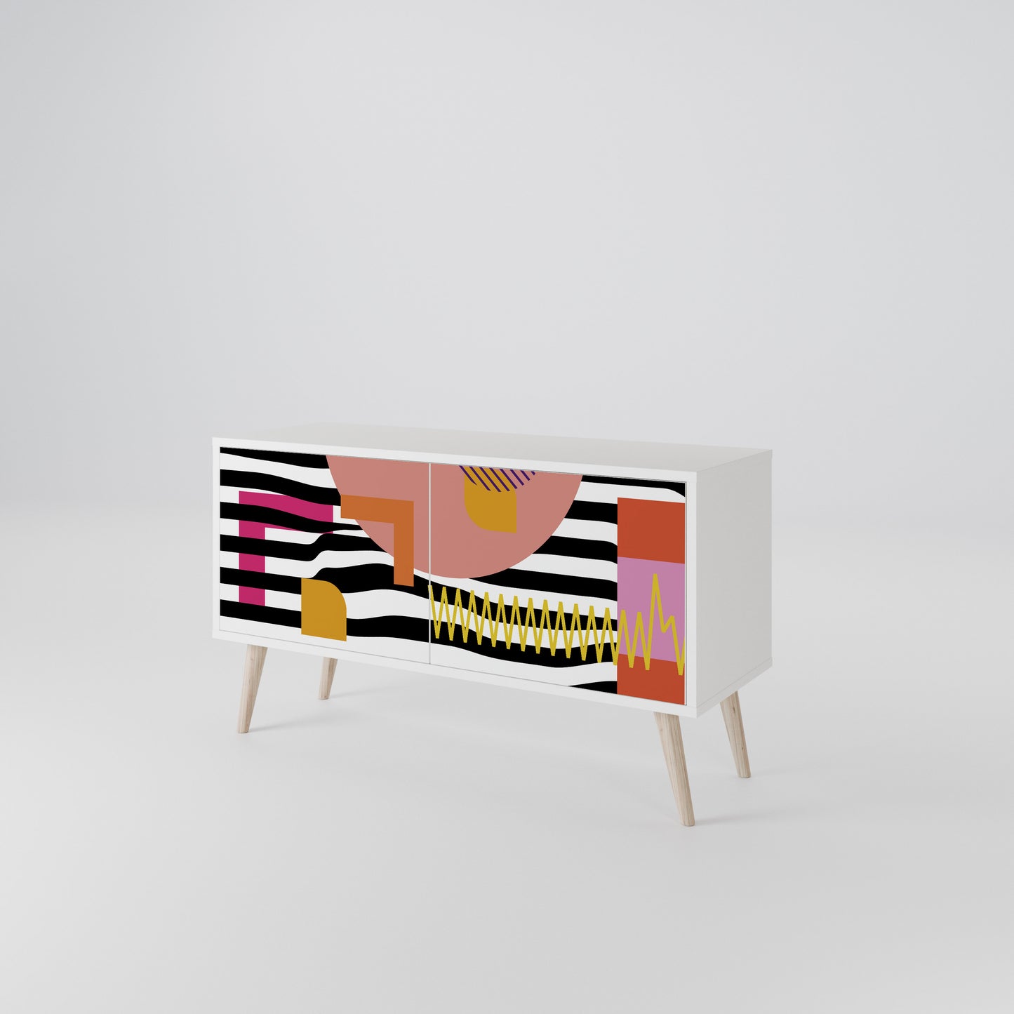 CHROMATIC ABSTRACT Kompakt TV-bänk med 2 dörrar