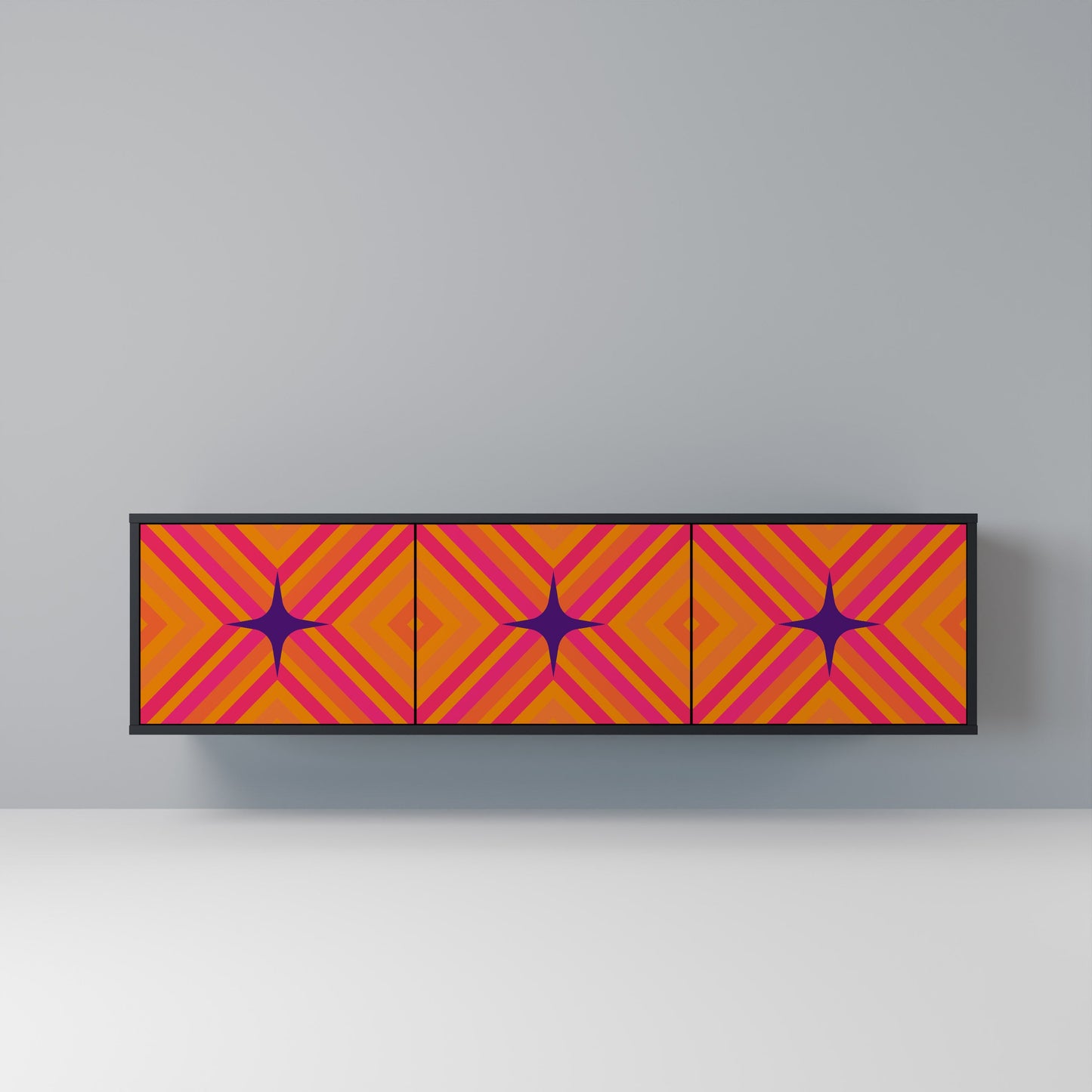 GEOMETRIC BRILLIANCE 3-dörrars TV-bänk i svart finish