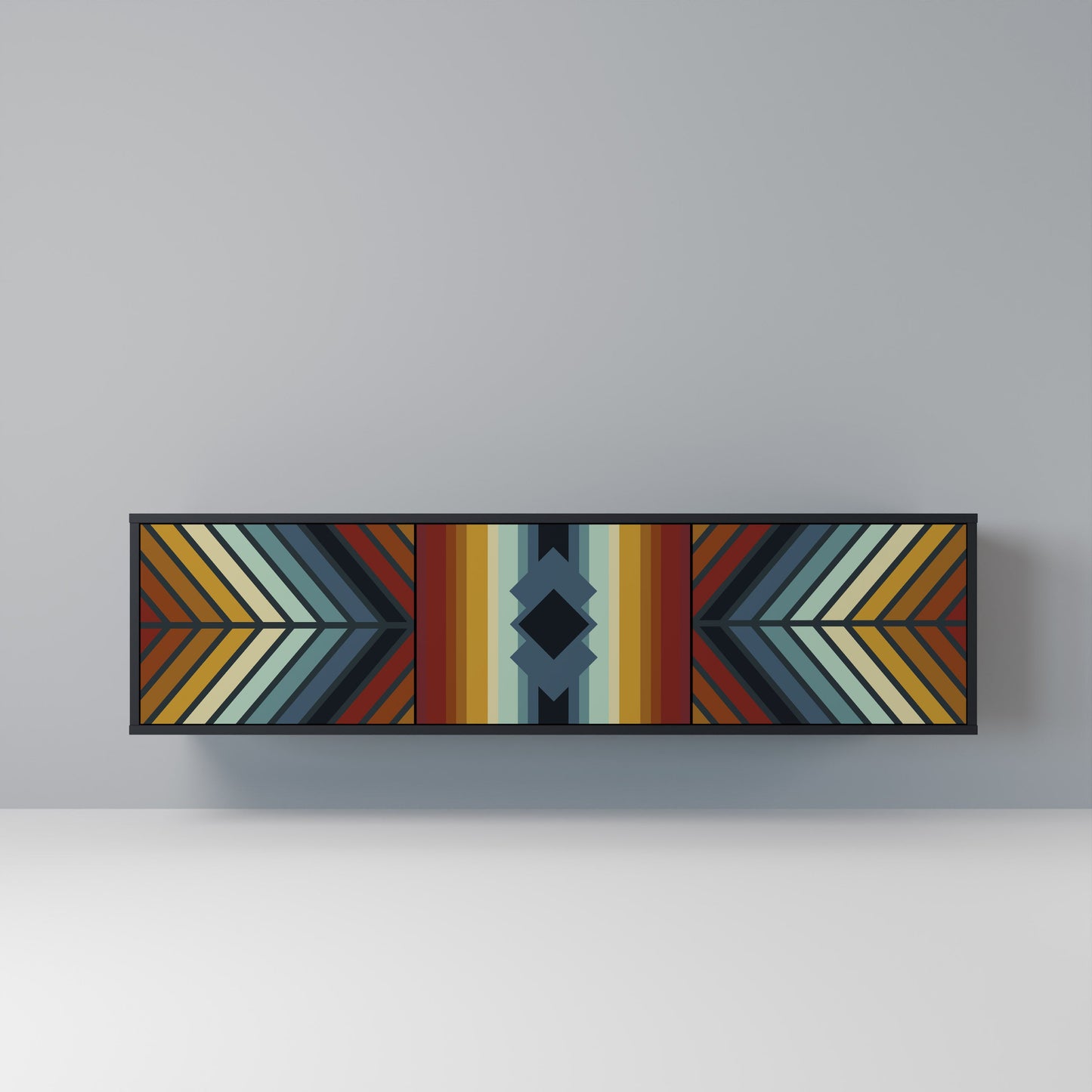 INDIGENOUS ZIGZAG 3-dörrars TV-bänk i svart finish
