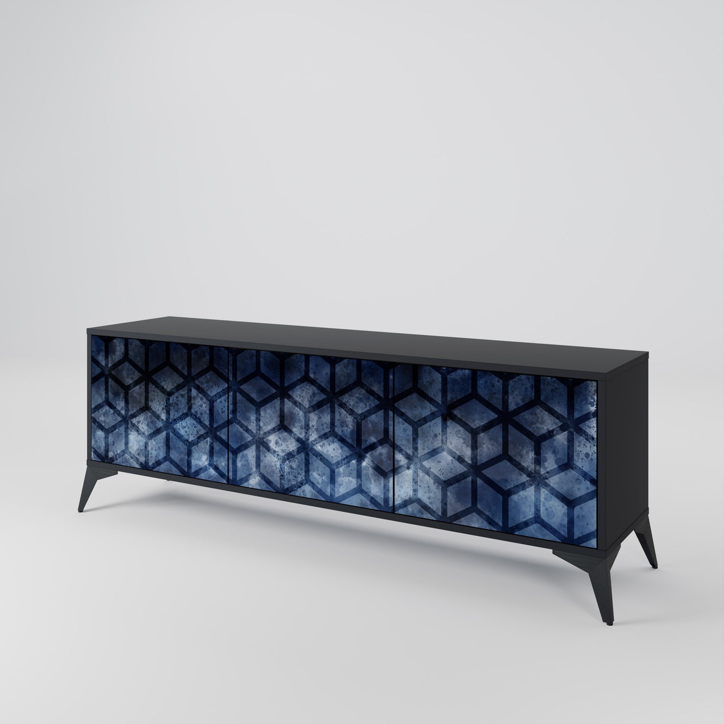 CUBIC MIST 3-Door TV Stand in Black Finish