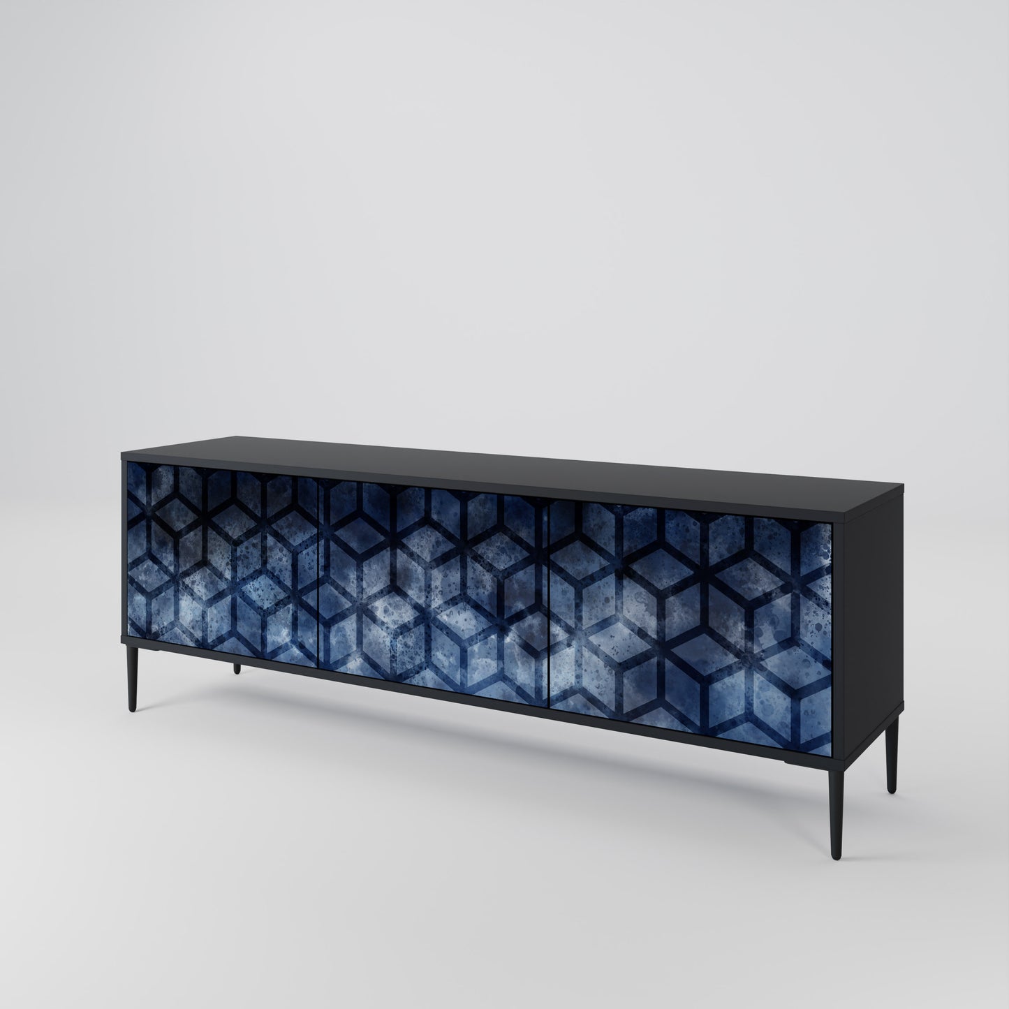 CUBIC MIST 3-Door TV Stand in Black Finish