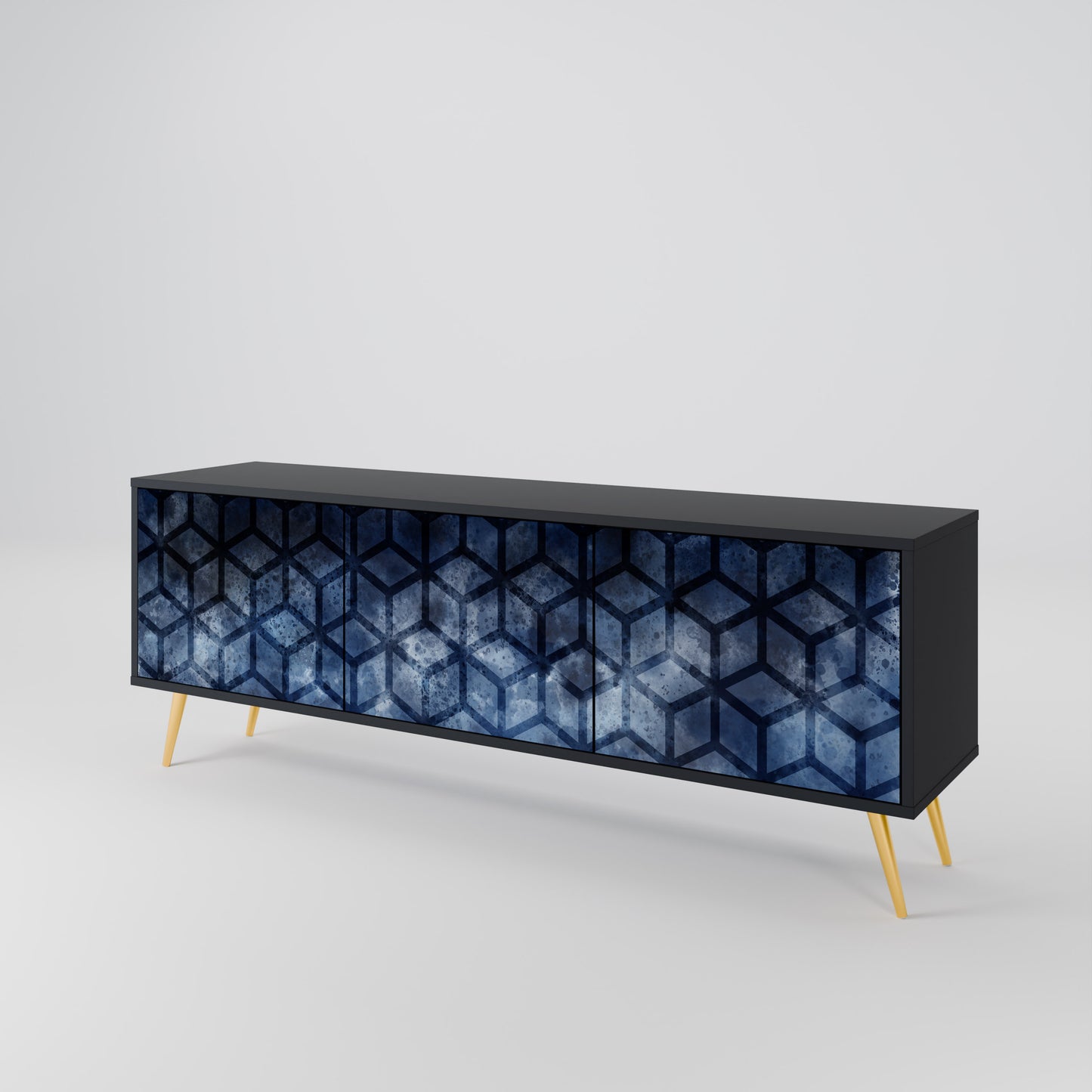 CUBIC MIST 3-Door TV Stand in Black Finish