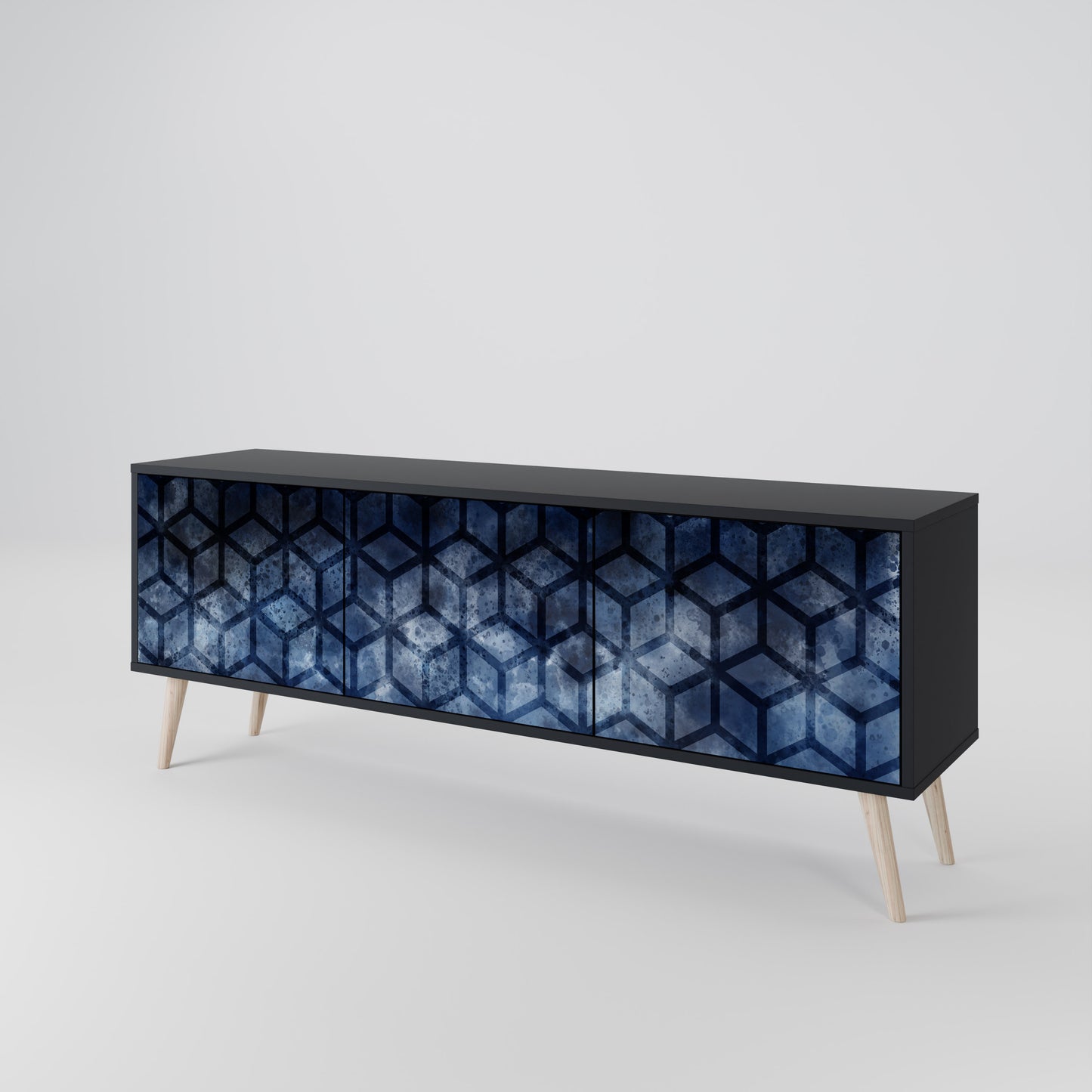 CUBIC MIST 3-Door TV Stand in Black Finish
