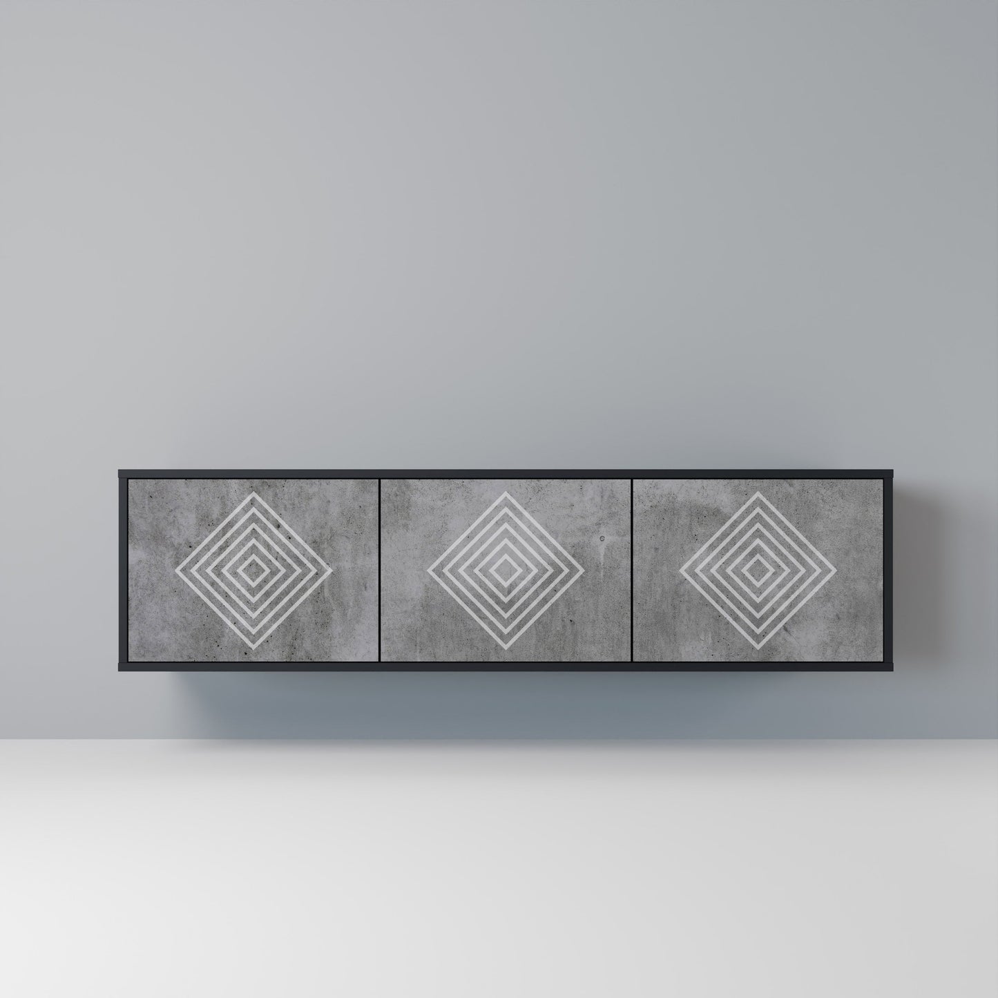 POLYGONAL ARTISTRY 3-dörrars TV-bänk i svart finish