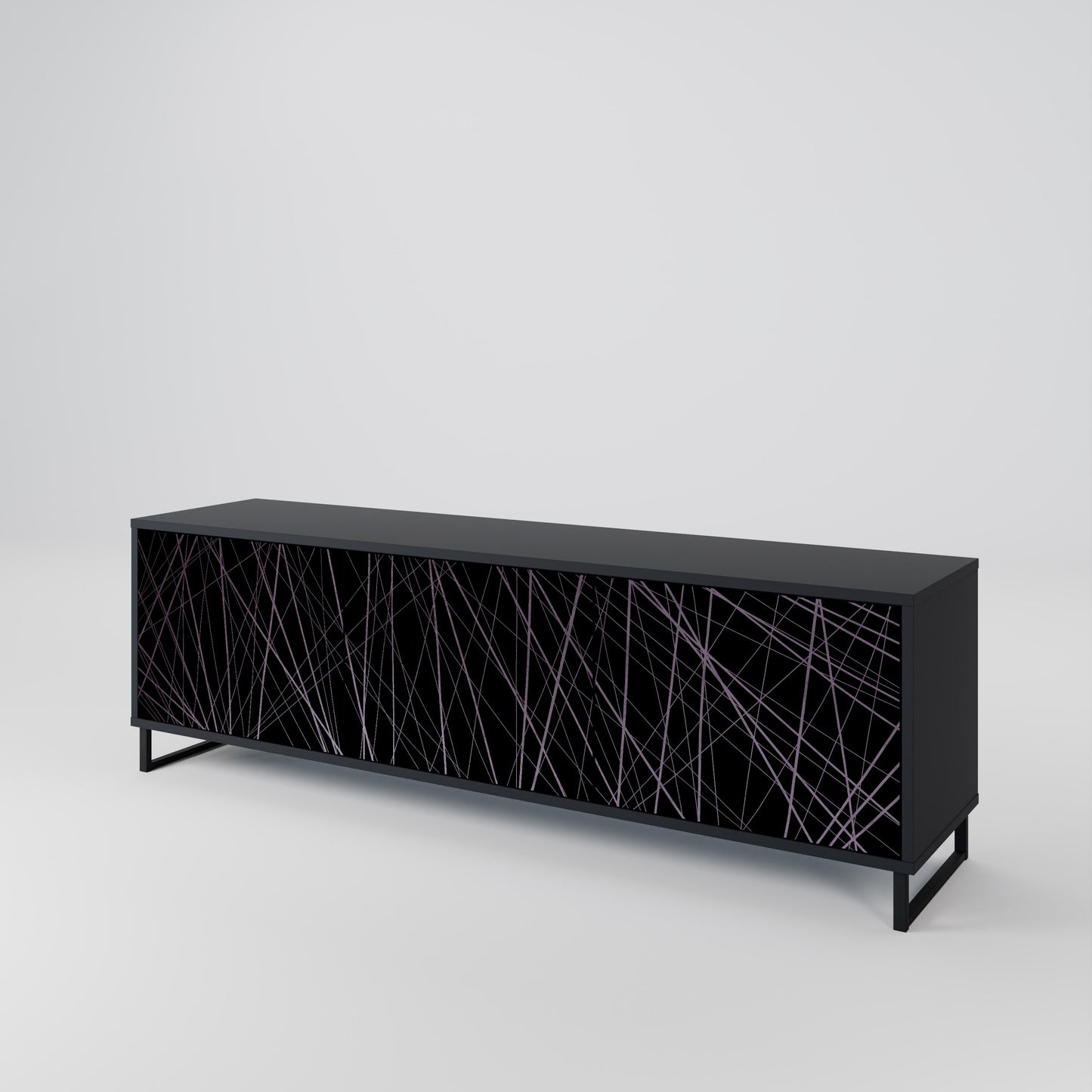 SHIMMER SPIDERGRAM 3-dörrars TV-bänk i svart finish
