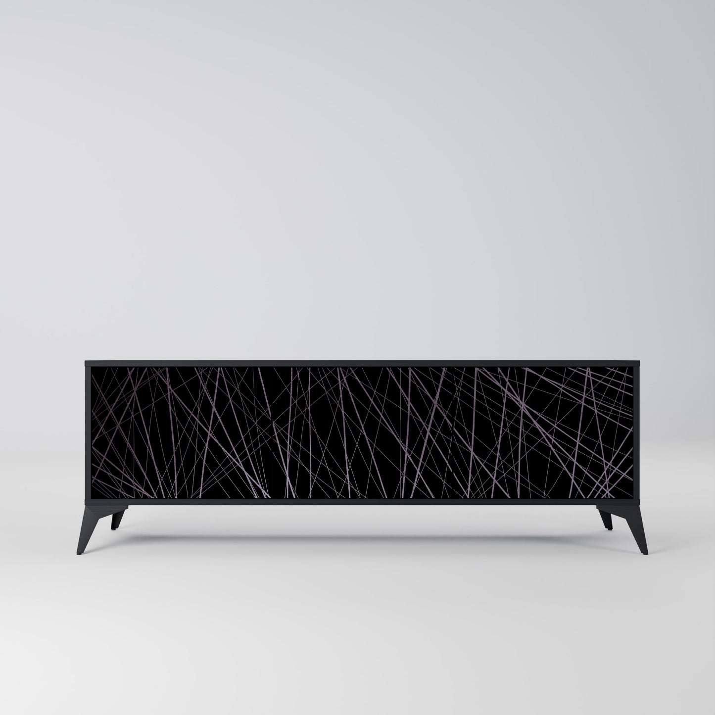 SHIMMER SPIDERGRAM 3-dörrars TV-bänk i svart finish