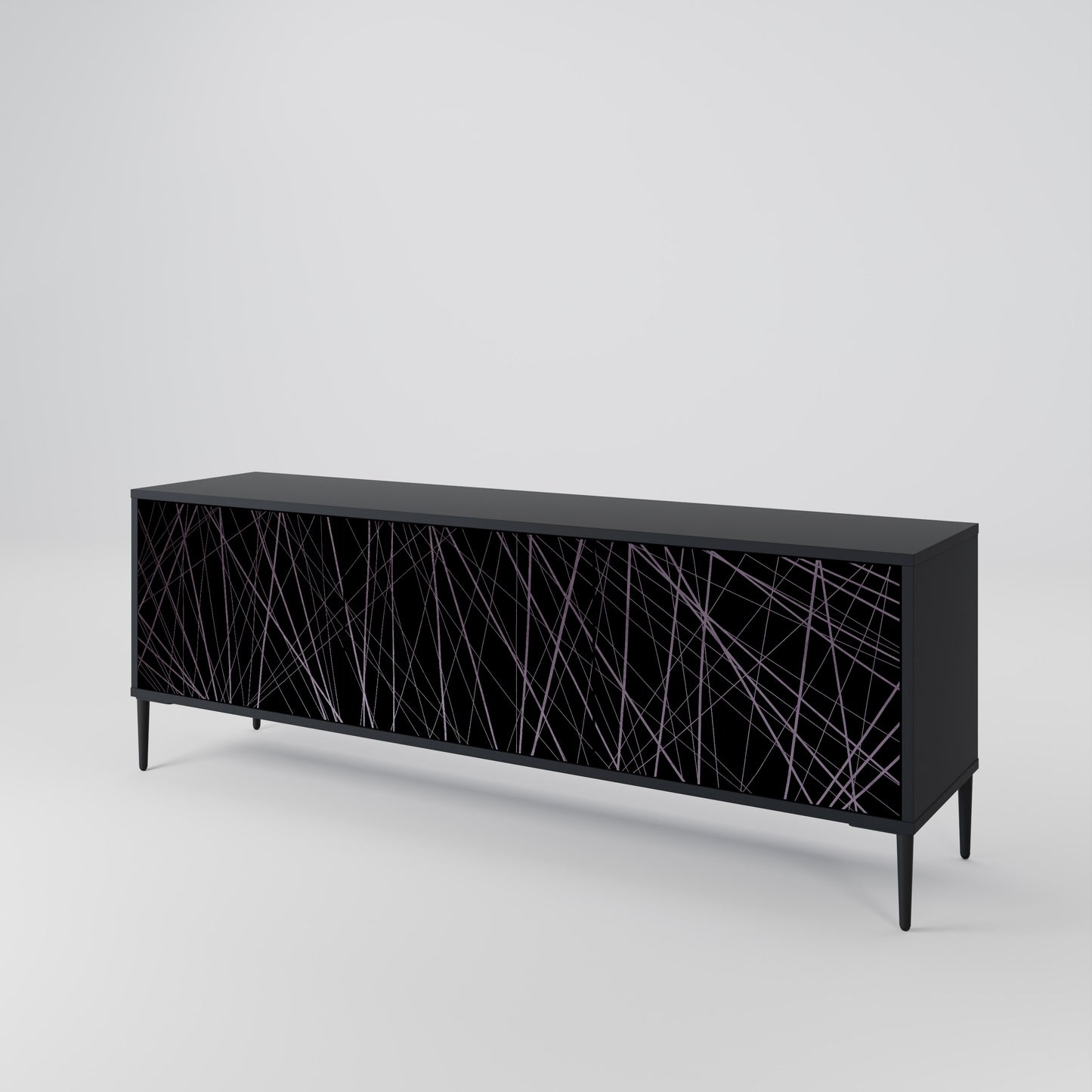 SHIMMER SPIDERGRAM 3-dörrars TV-bänk i svart finish