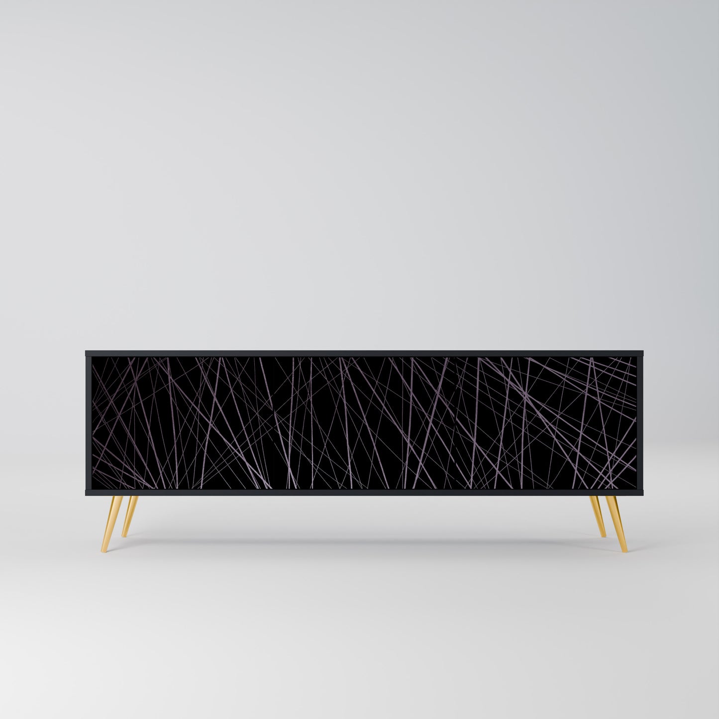 SHIMMER SPIDERGRAM 3-dörrars TV-bänk i svart finish