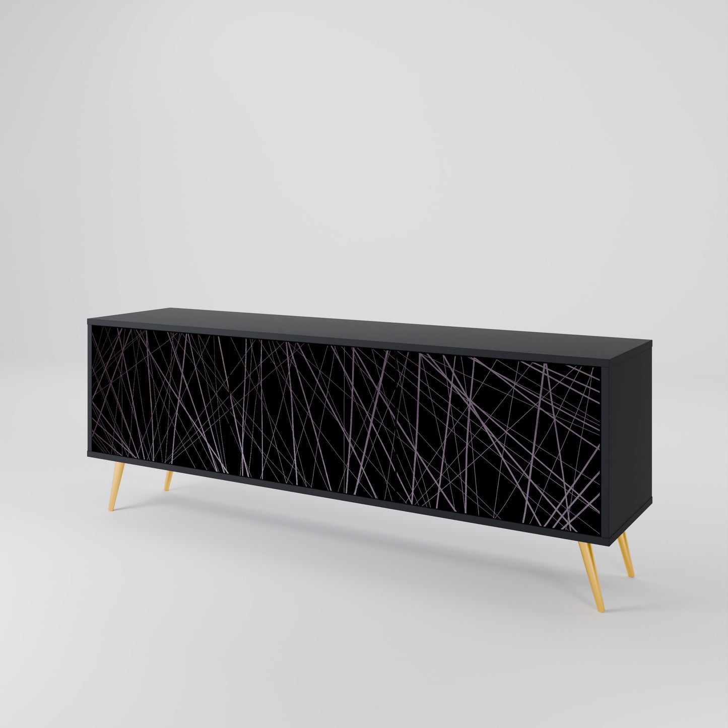 SHIMMER SPIDERGRAM 3-dörrars TV-bänk i svart finish