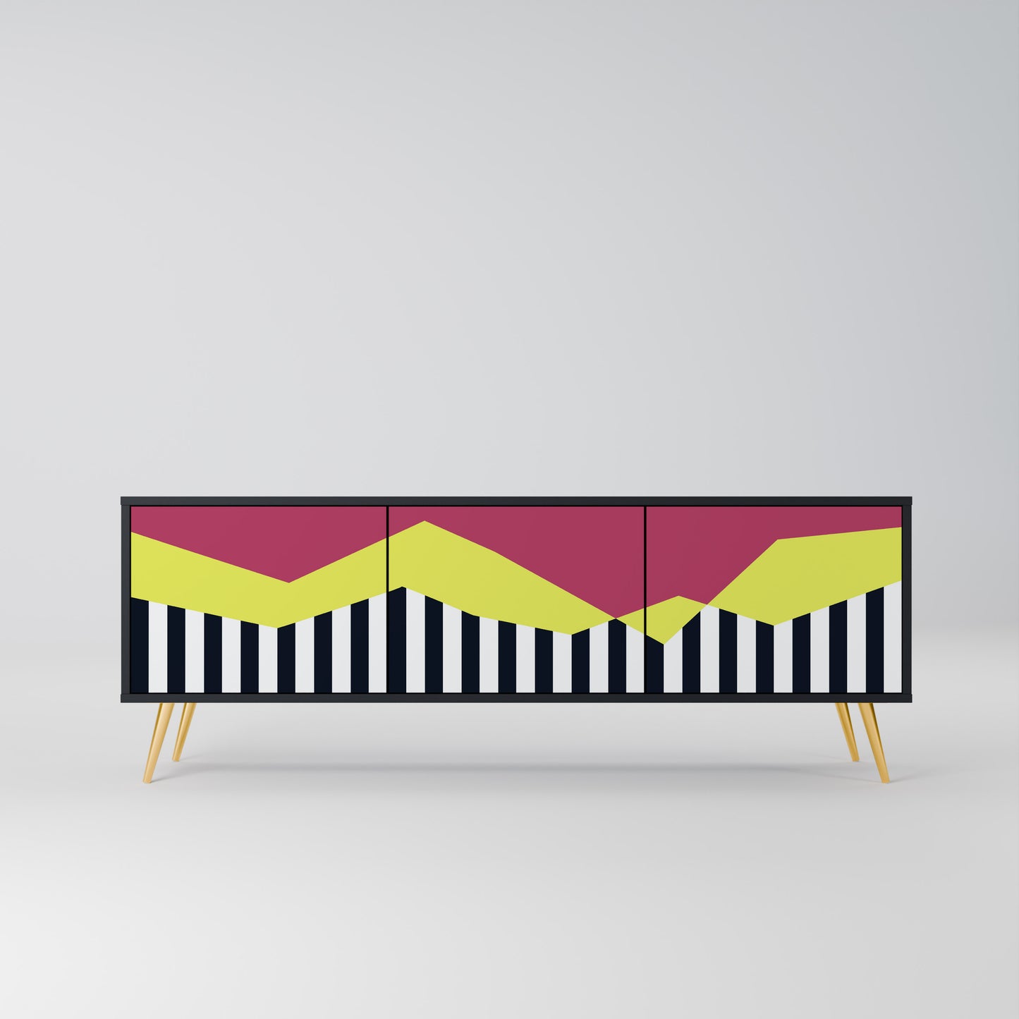 PIANO FANTASY 3-dörrars TV-bänk i svart finish