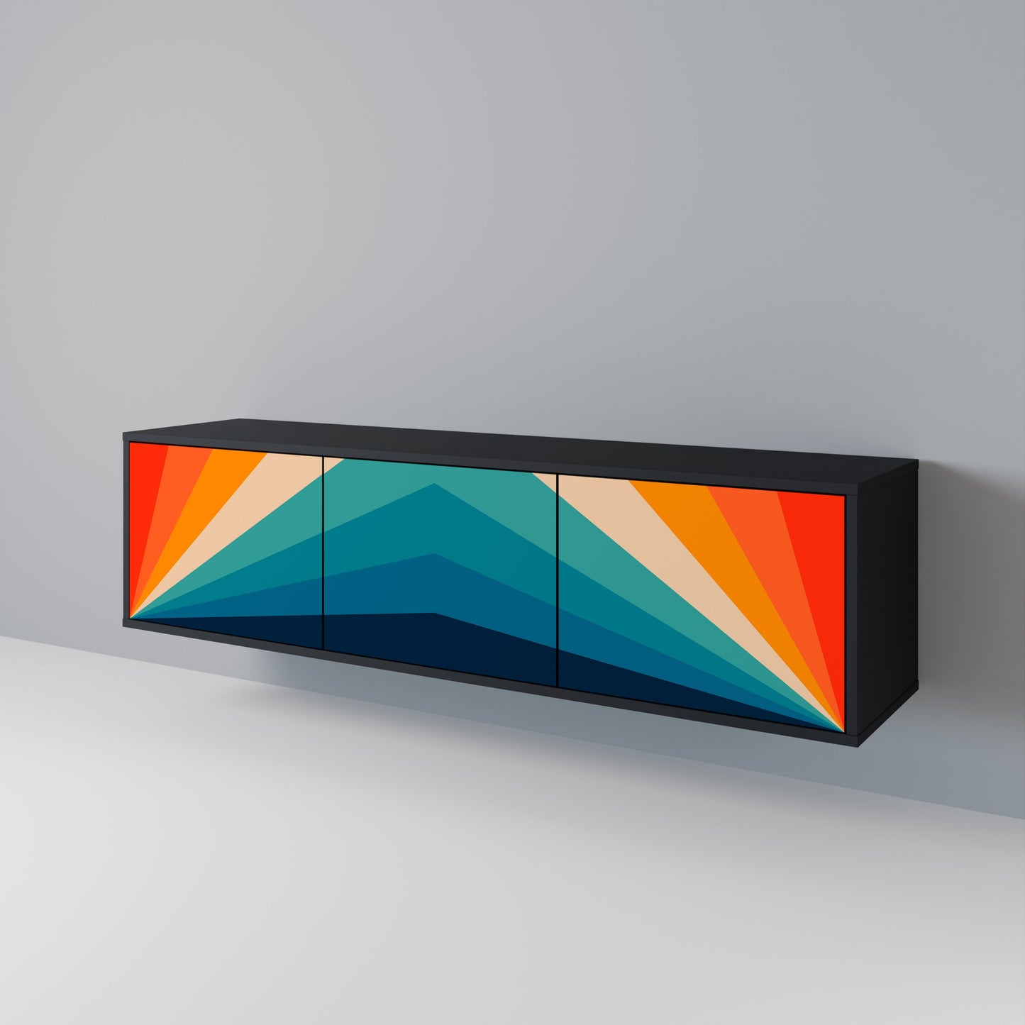 PRISM CONCUSSION 3-dörrars TV-bänk i svart finish
