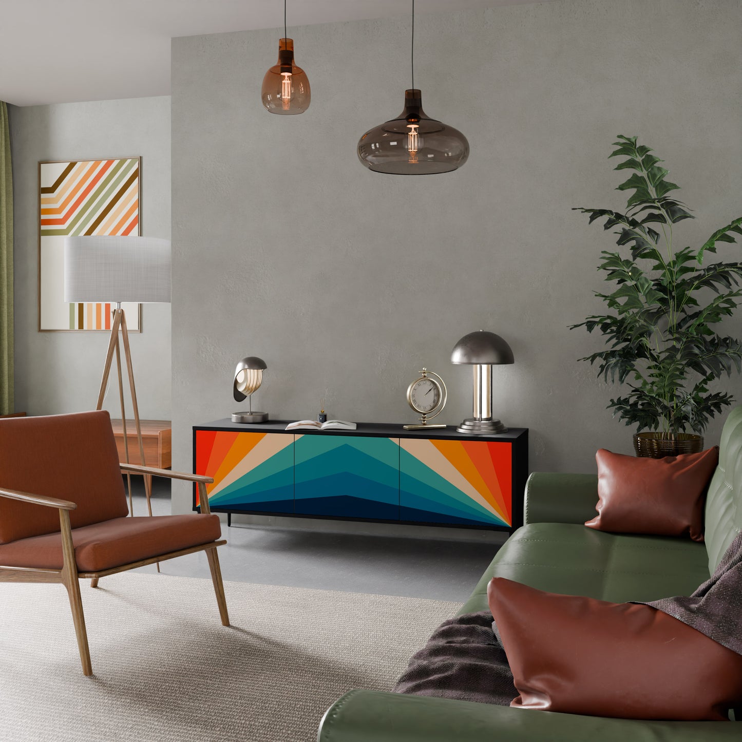 PRISM CONCUSSION 3-dörrars TV-bänk i svart finish