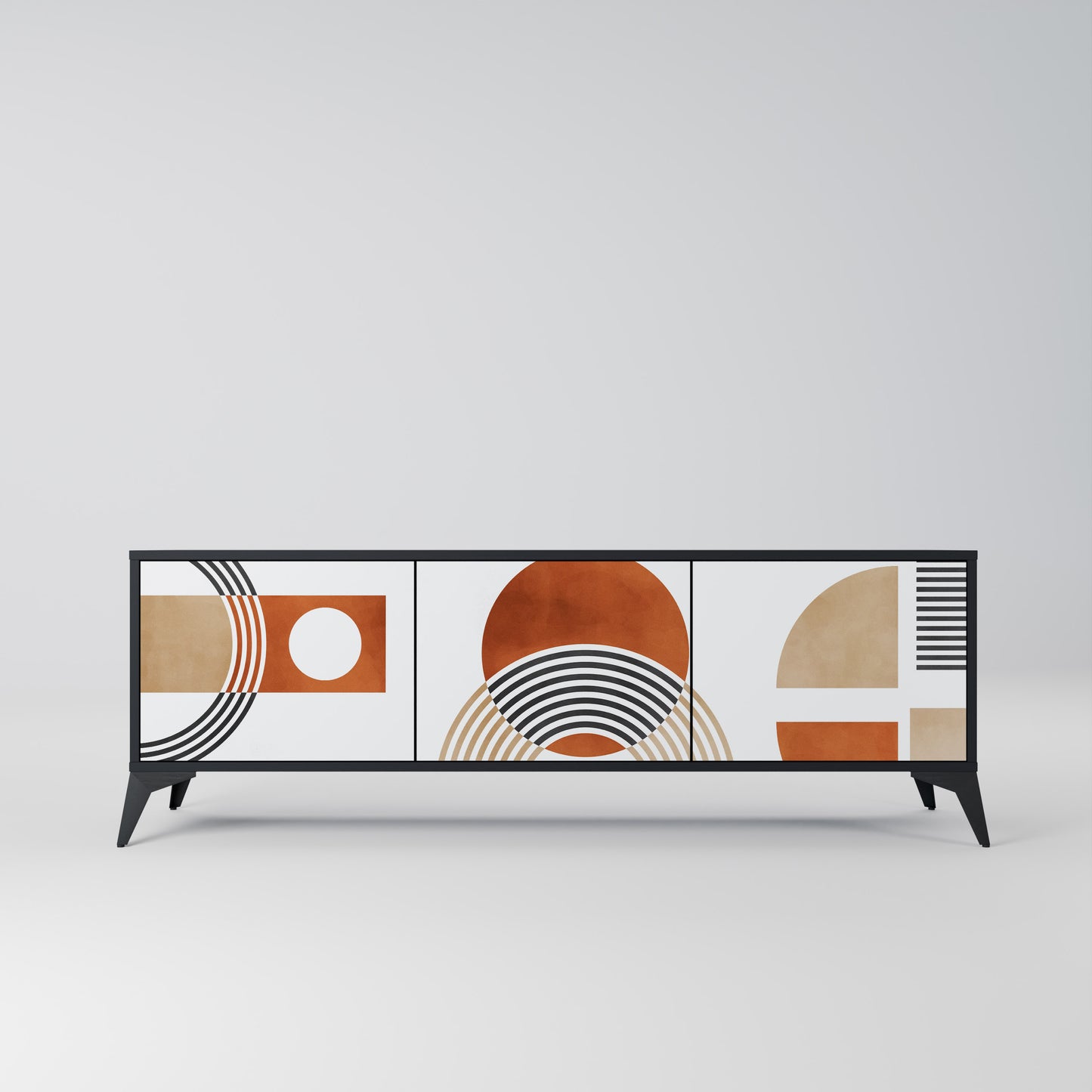 CIRCLE RHYTM 3-dörrars TV-bänk i svart finish