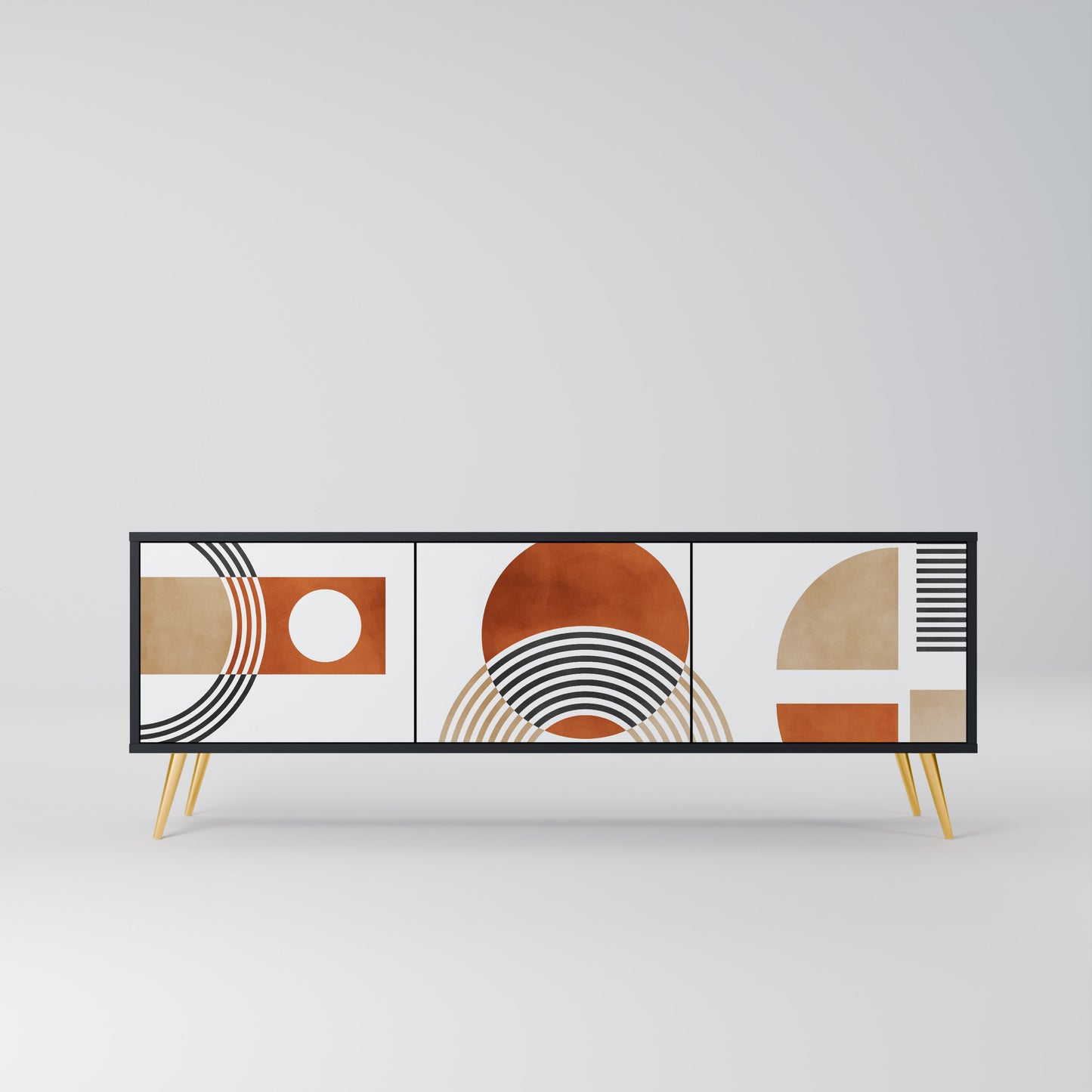 CIRCLE RHYTM 3-dörrars TV-bänk i svart finish
