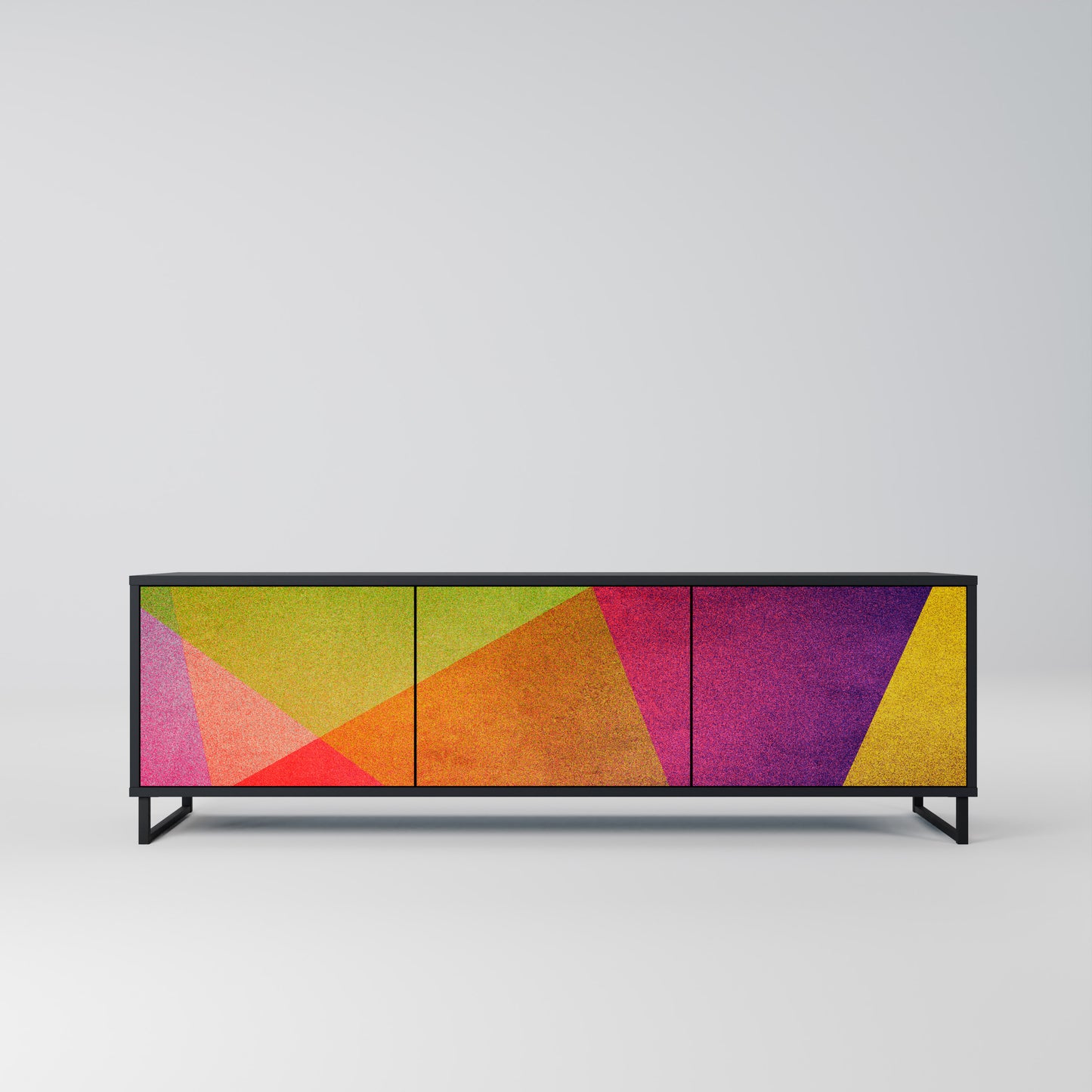 VIVID GEOMETRY 3-dörrars TV-bänk i svart finish