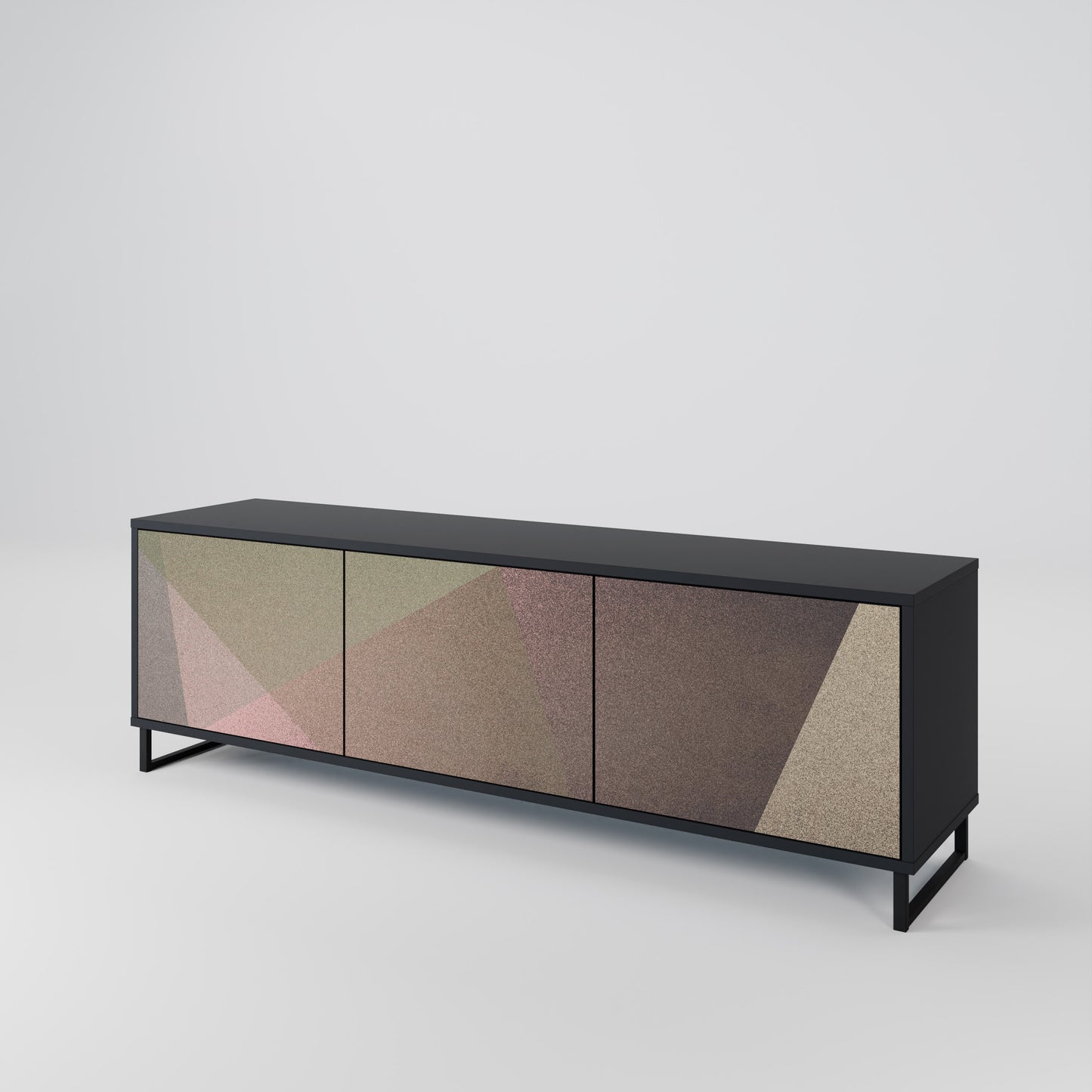BEIGE GEOMETRY 3-dörrars TV-bänk i svart finish