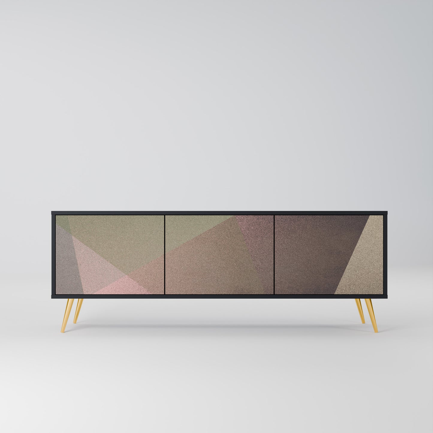 BEIGE GEOMETRY 3-dörrars TV-bänk i svart finish
