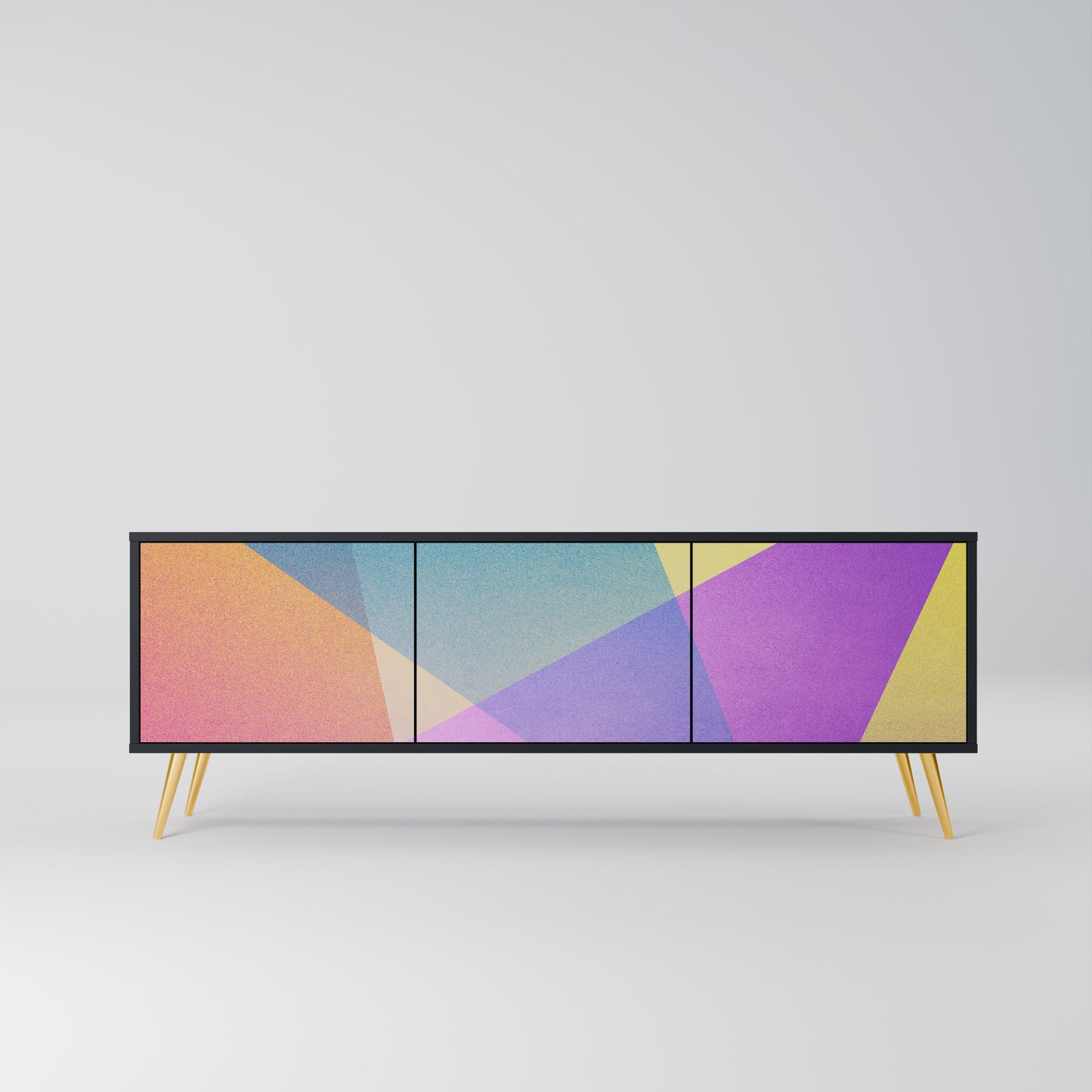 LJUS GEOMETRY 3-dörrars TV-bänk i svart finish