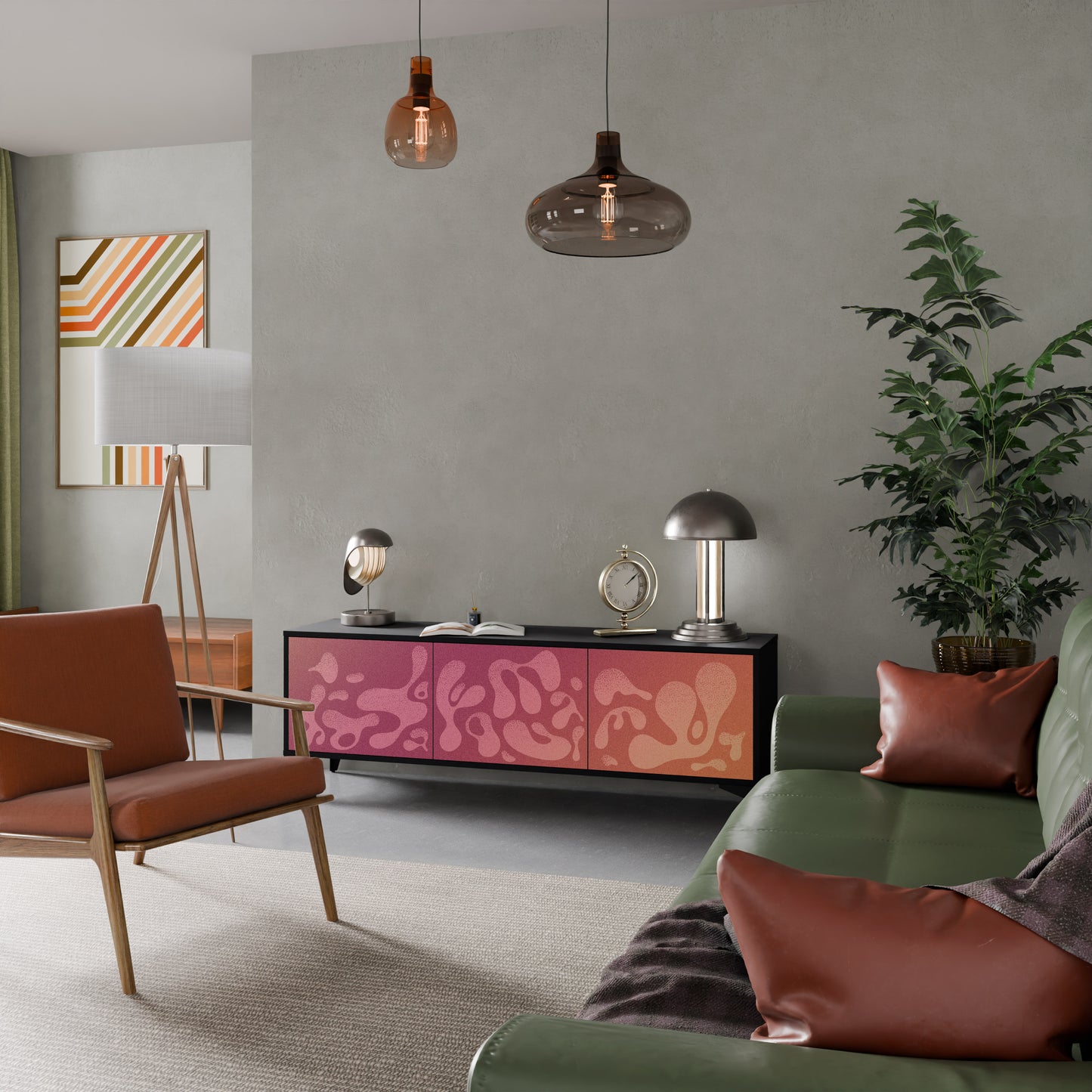 IRREGULAR ROSA 3-dörrars TV-bänk i svart finish
