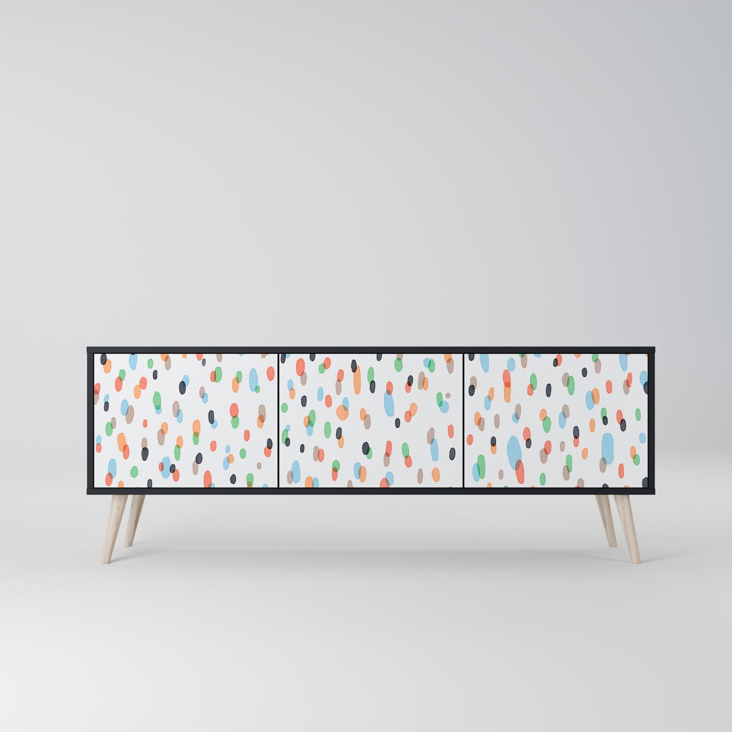 ENERGETIC SPOTS 3-Door TV Stand in Black Finish