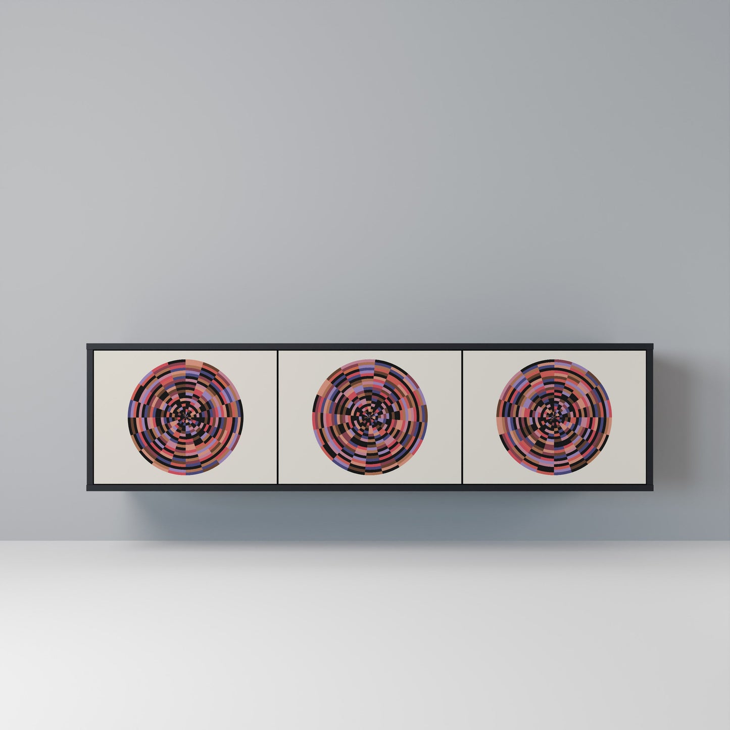 BROWN CIRCLES 3-dörrars TV-bänk i svart finish