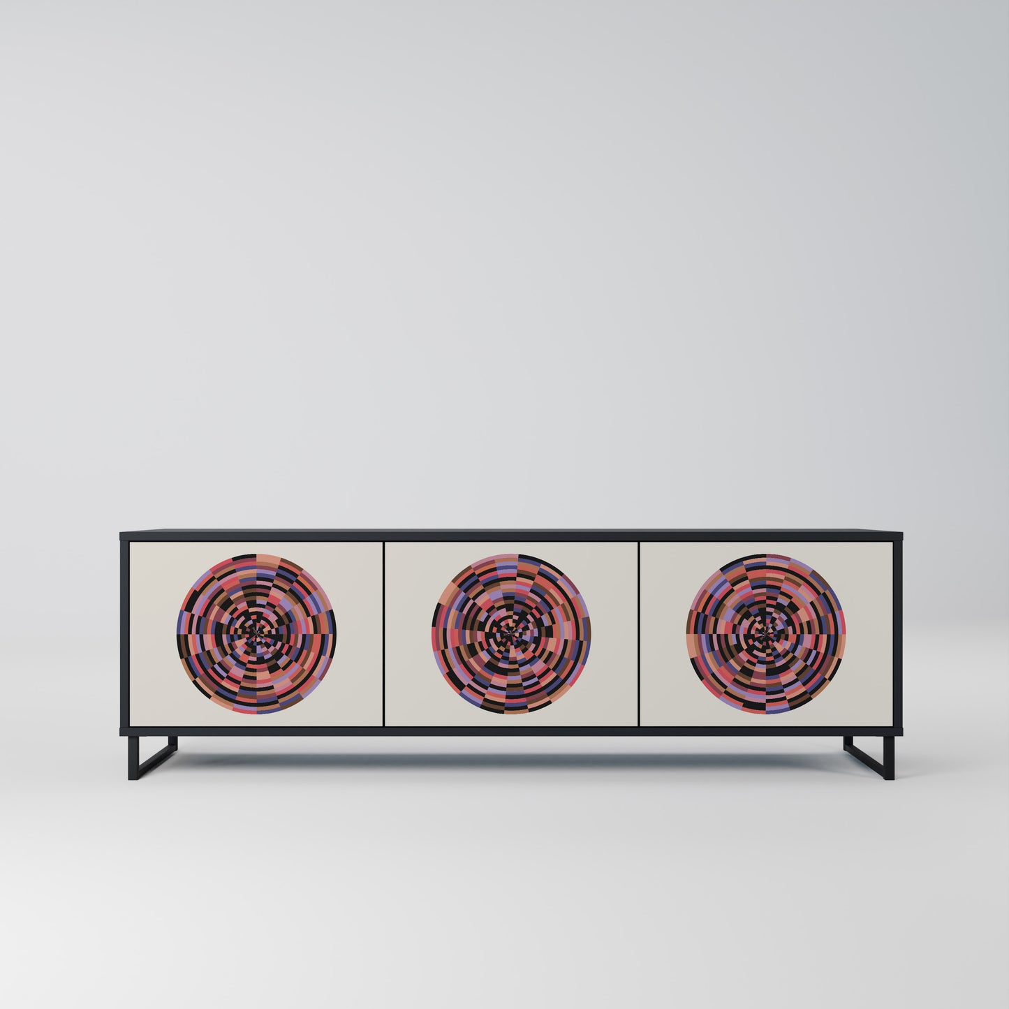 BROWN CIRCLES 3-dörrars TV-bänk i svart finish