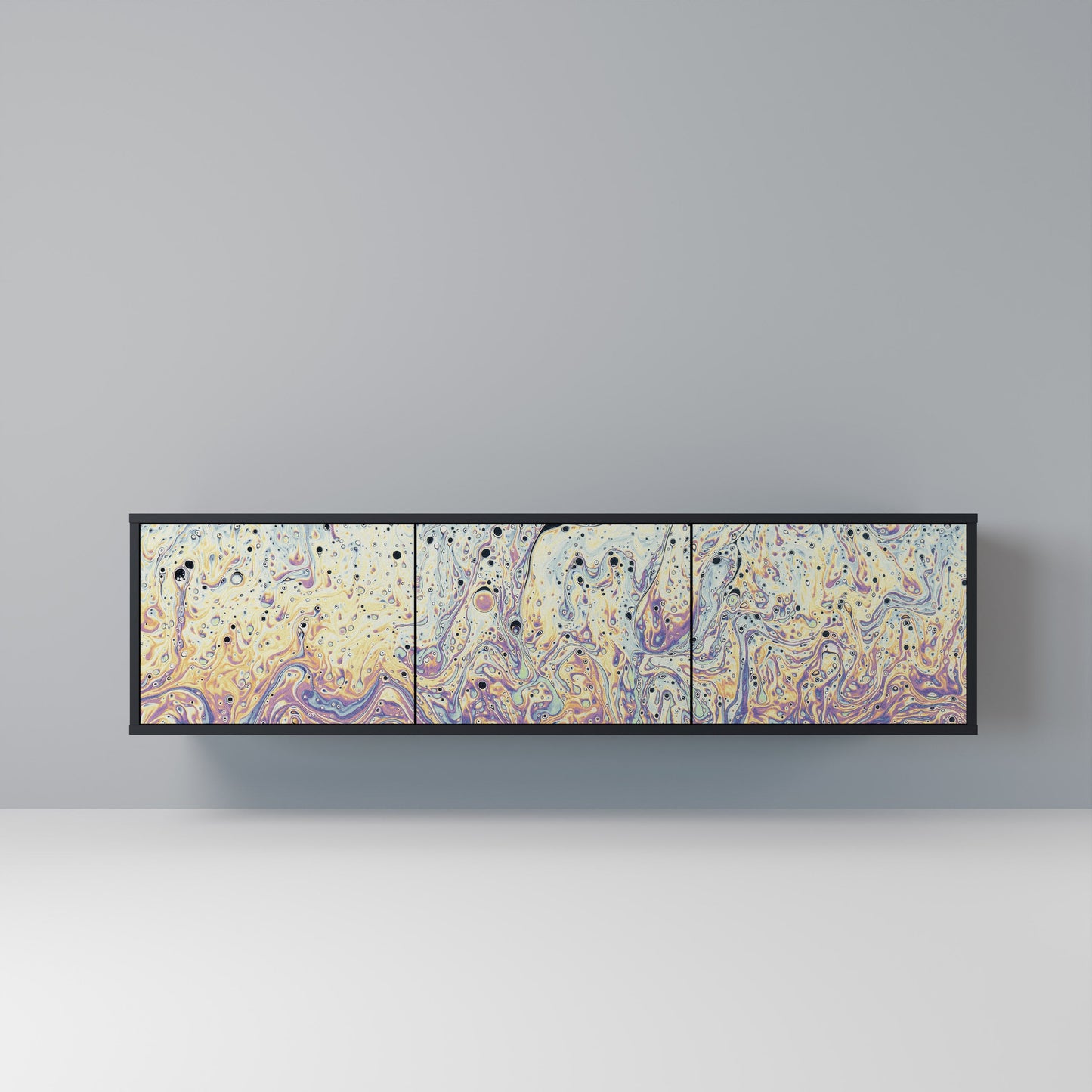 MOSAIC OF COLOURS 3-dörrars TV-bänk i svart finish