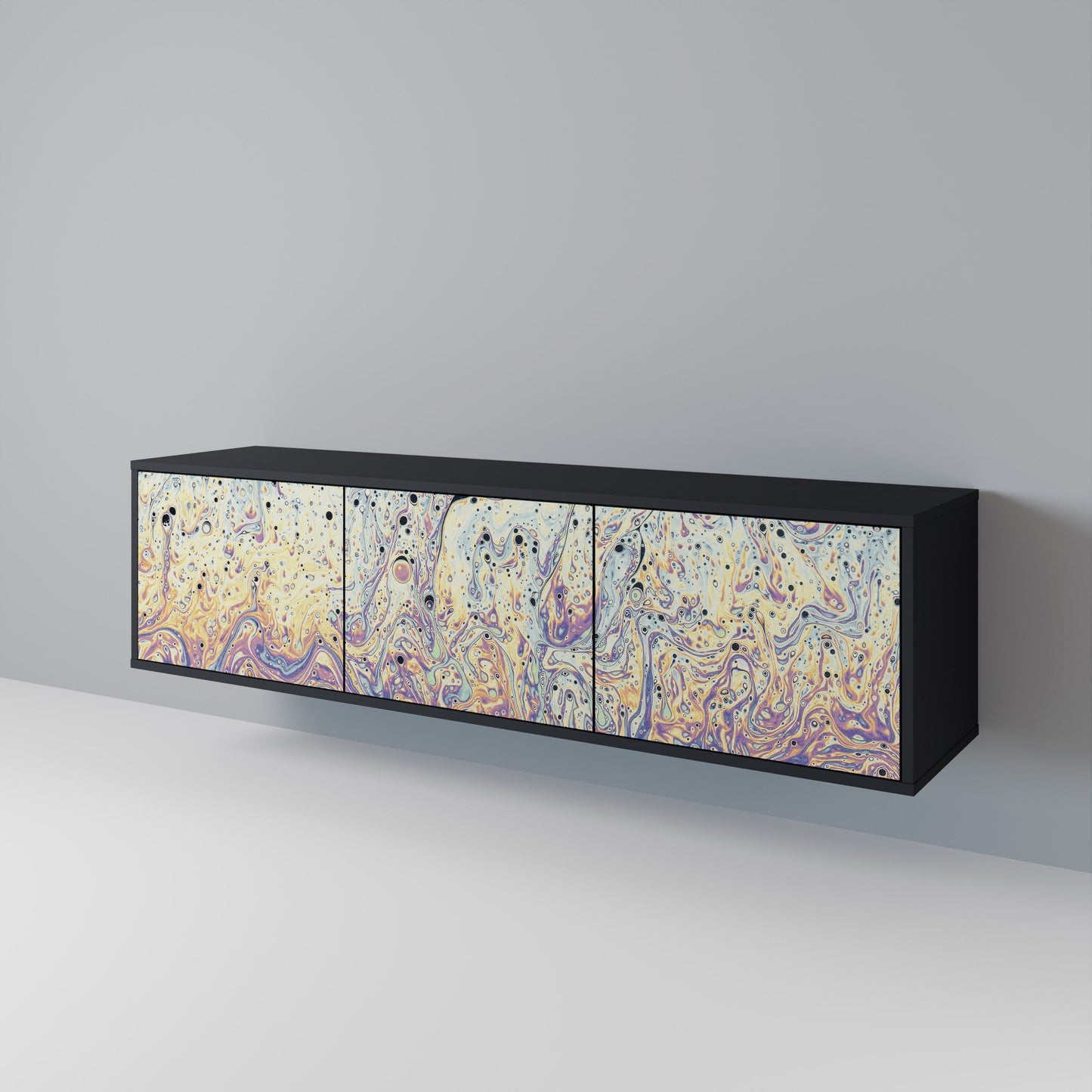 MOSAIC OF COLOURS 3-dörrars TV-bänk i svart finish