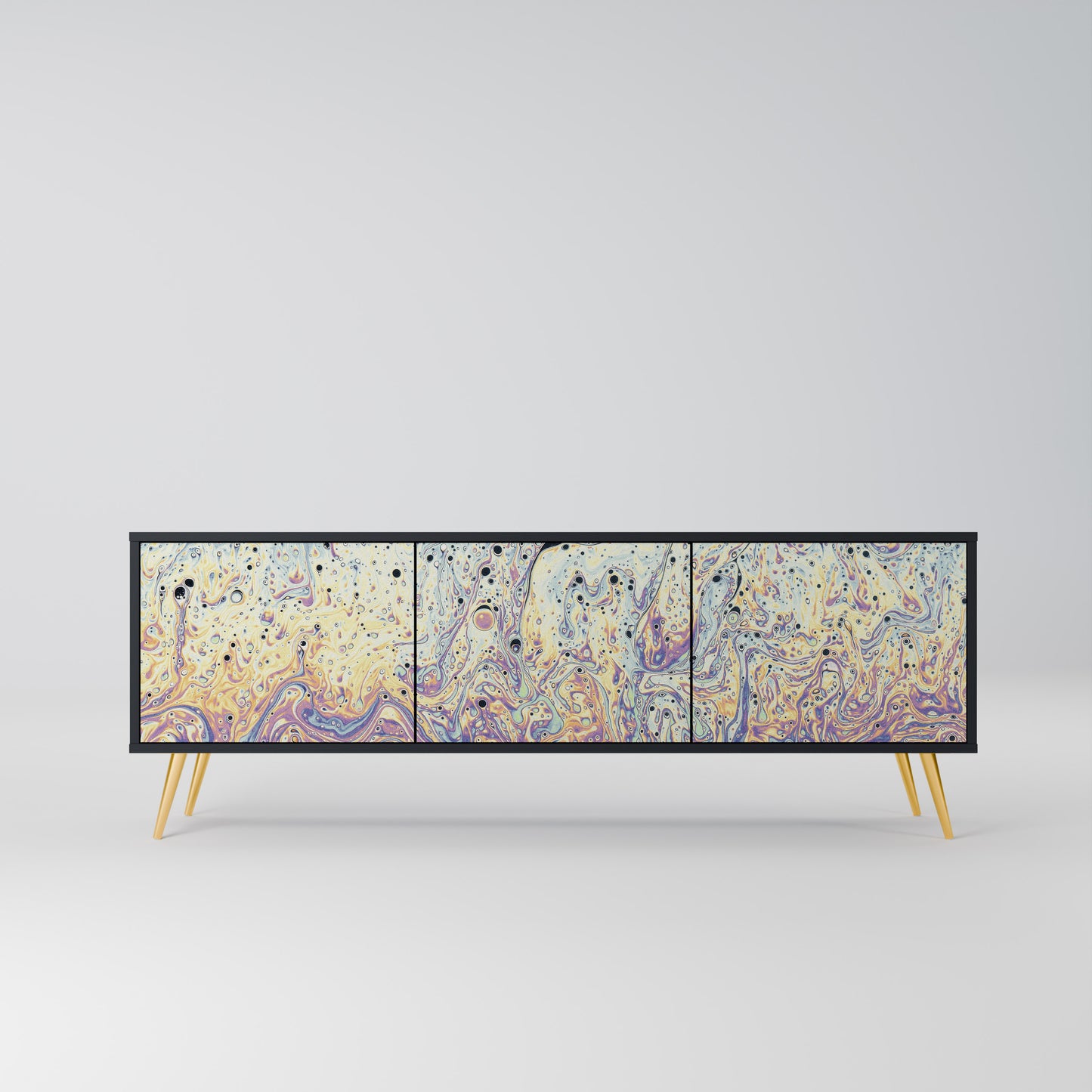 MOSAIC OF COLOURS 3-dörrars TV-bänk i svart finish