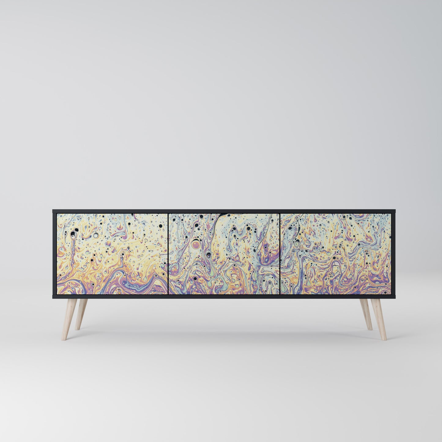 MOSAIC OF COLOURS 3-dörrars TV-bänk i svart finish